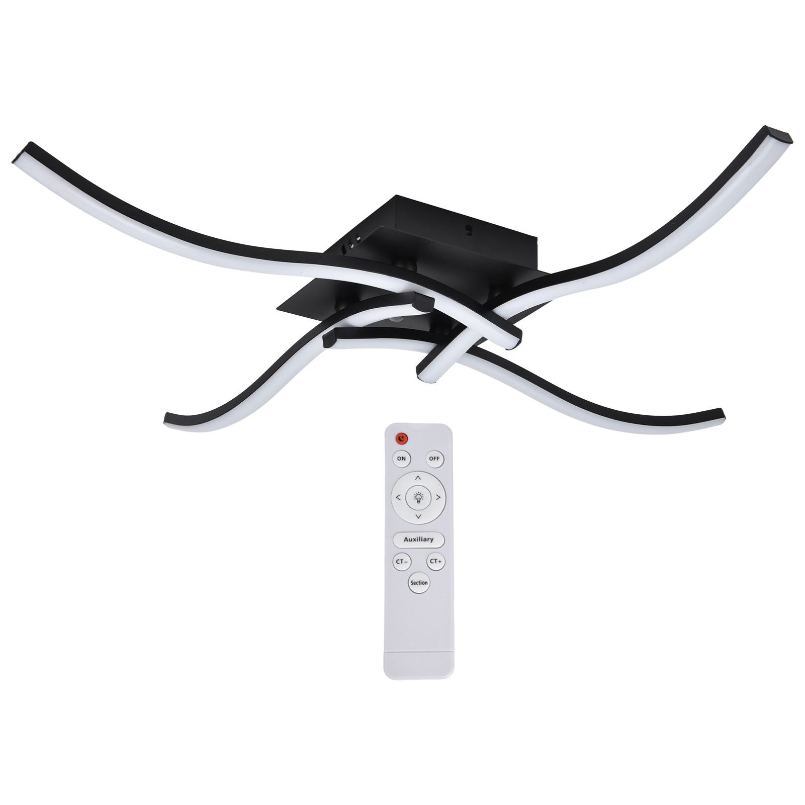 LED Ceiling Light Wavy Shape 3 Color Dimming Wrought Iron Ceiling Fixture with Remote Control Black AC110‑265V - Image 8