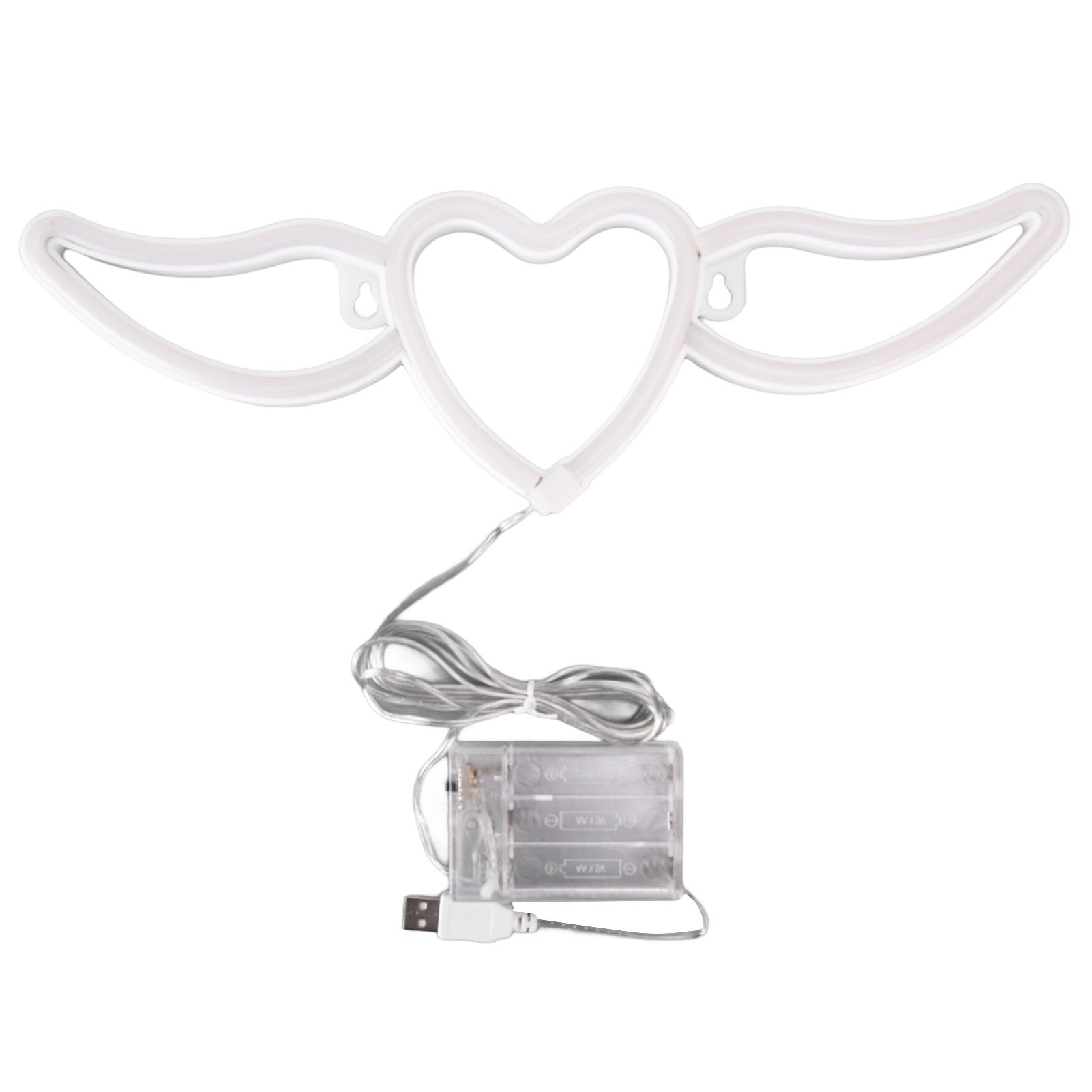 Heart Shaped Neon Light Safe Energy Saving Dual Power Heart Shaped Wings Neon Sign for Valentine's Day Wedding(Warm White Light Pink Light ) - Image 7