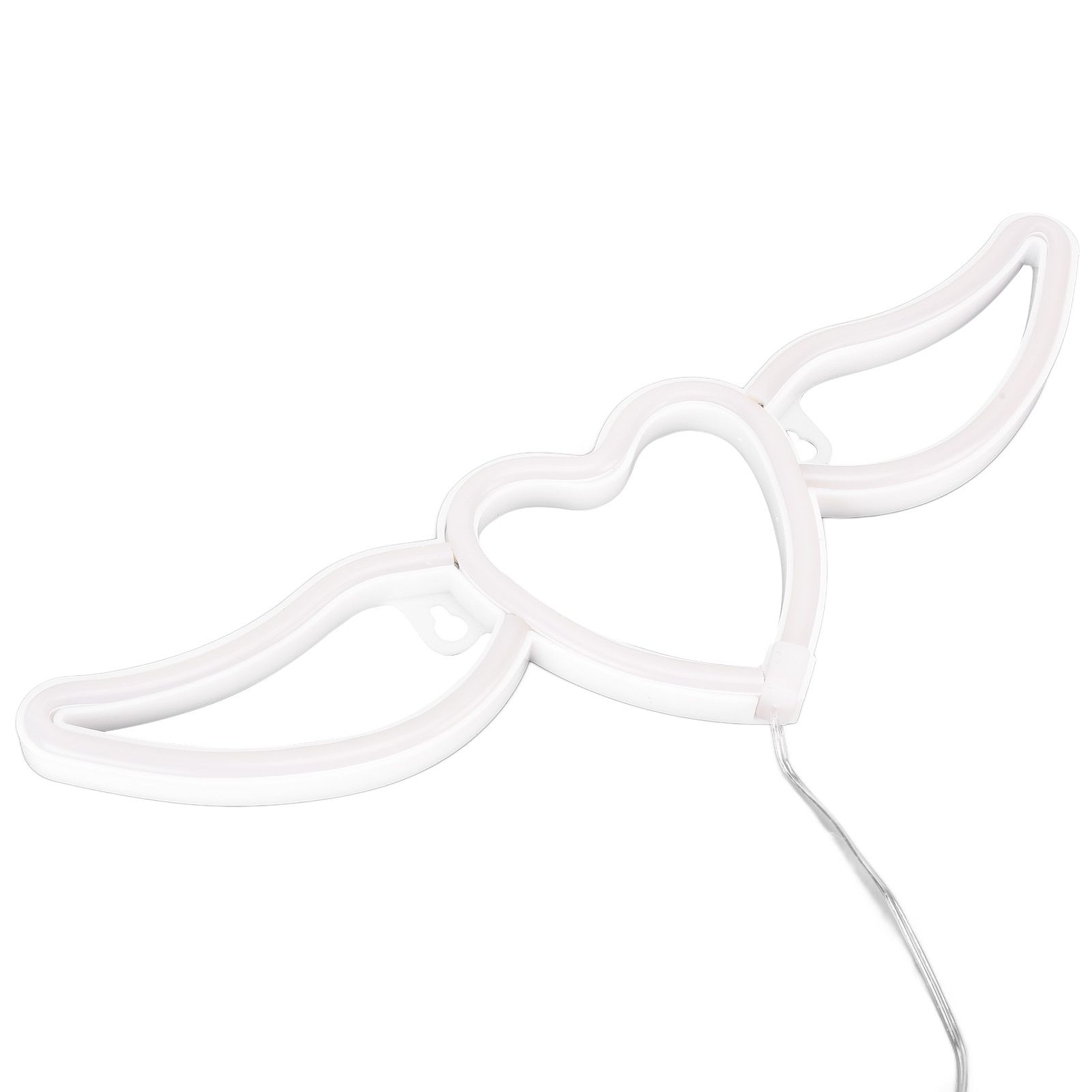 Heart Shaped Neon Light Safe Energy Saving Dual Power Heart Shaped Wings Neon Sign for Valentine's Day Wedding(Purple Light Warm White Light ) - Image 2