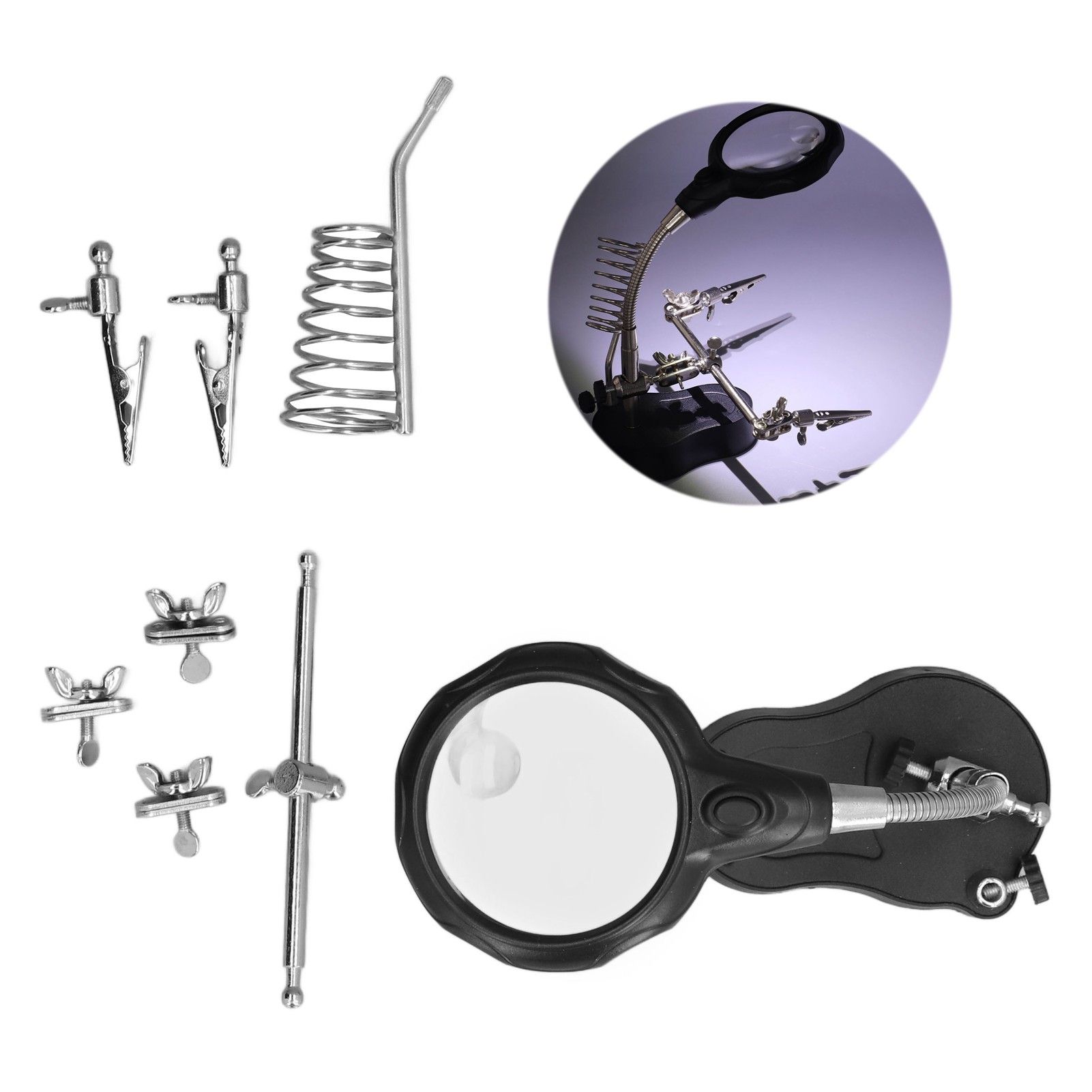 Soldering Station Magnifier Auxiliary Clip Stand Desktop Magnifying Glasses for Small Items Miniatures Projects - Image 1