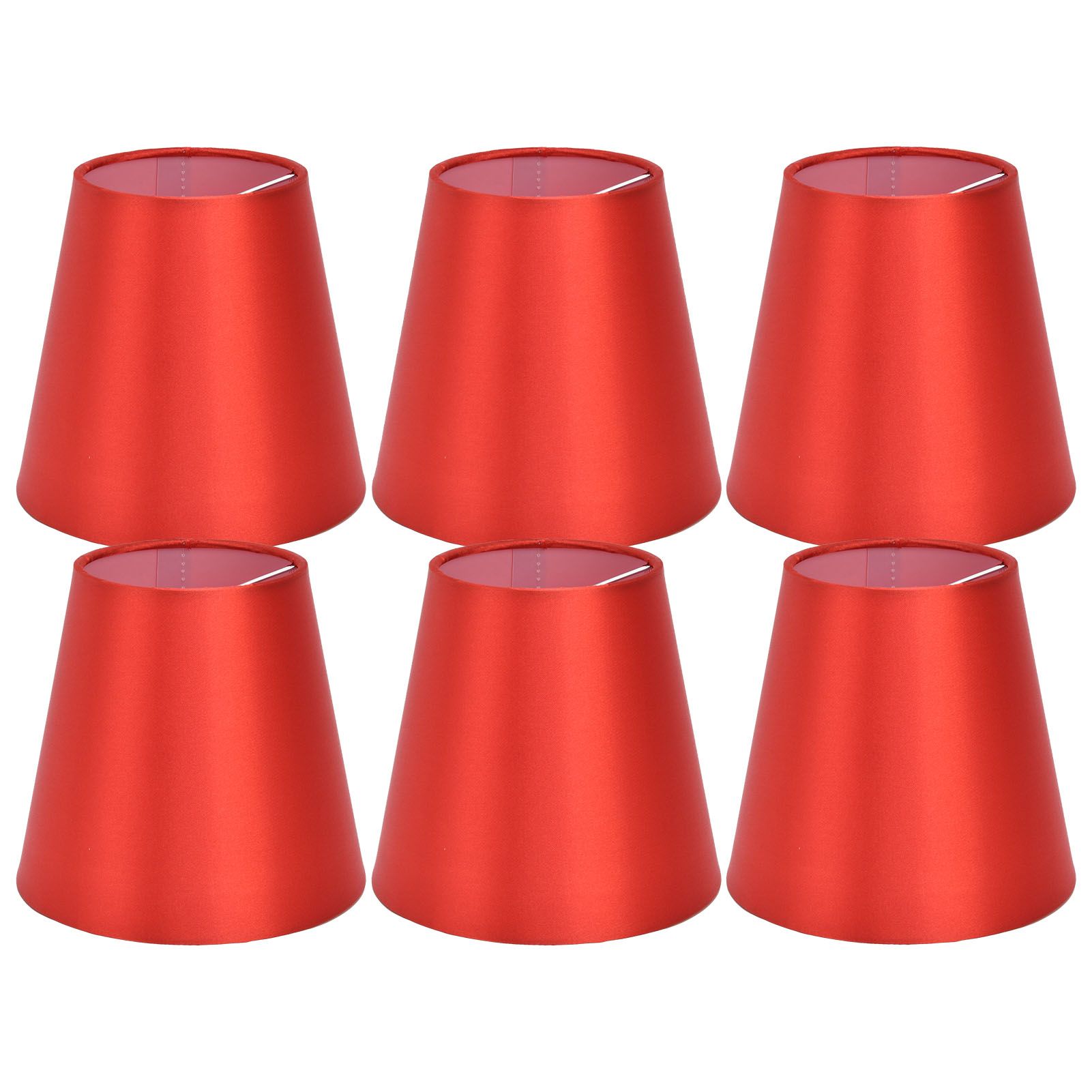 6PCS E14 Lamp Shade Fabric Lampshade Table Lamp Ceiling Lamp Shade for Bedroom Living RoomBright Red PX150 - Image 1