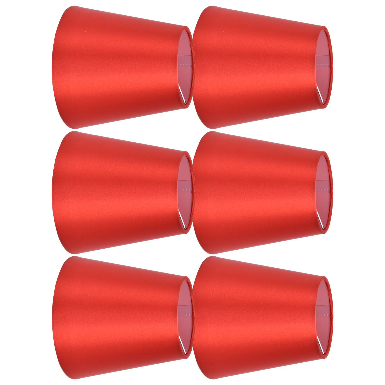 6PCS E14 Lamp Shade Fabric Lampshade Table Lamp Ceiling Lamp Shade for Bedroom Living RoomBright Red PX150 - Image 2