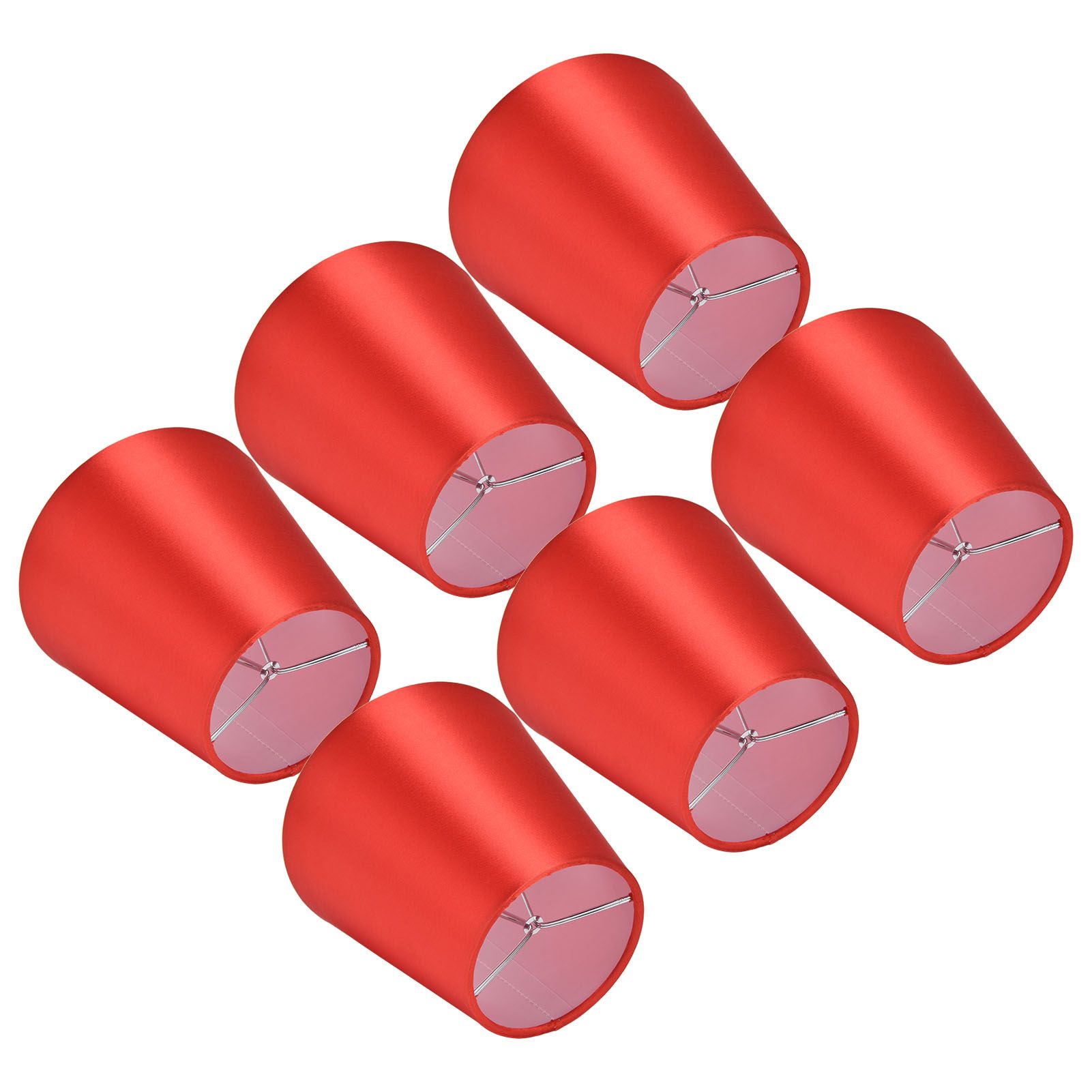 6PCS E14 Lamp Shade Fabric Lampshade Table Lamp Ceiling Lamp Shade for Bedroom Living RoomBright Red PX150 - Image 5