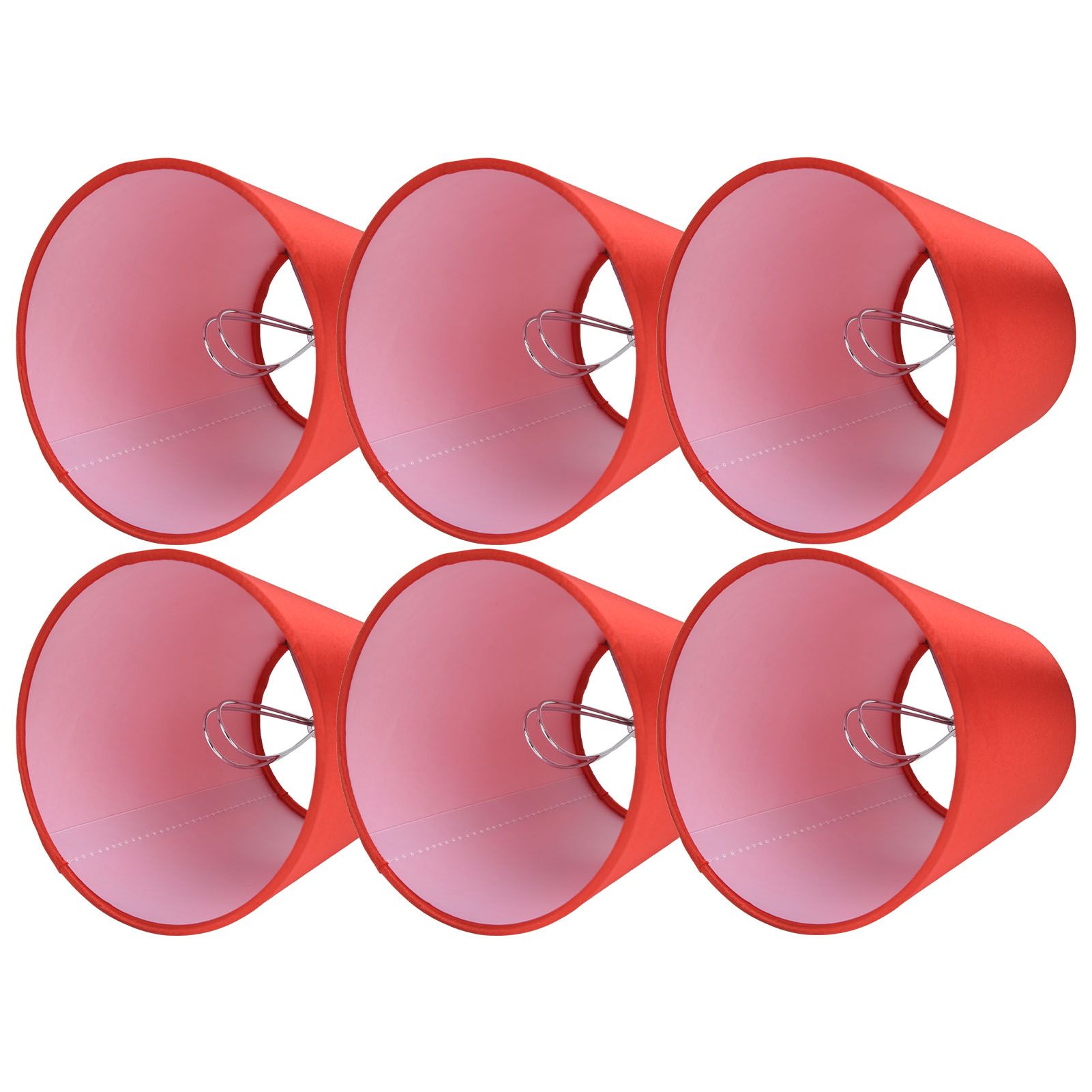 6PCS E14 Lamp Shade Fabric Lampshade Table Lamp Ceiling Lamp Shade for Bedroom Living RoomBright Red PX150 - Image 6