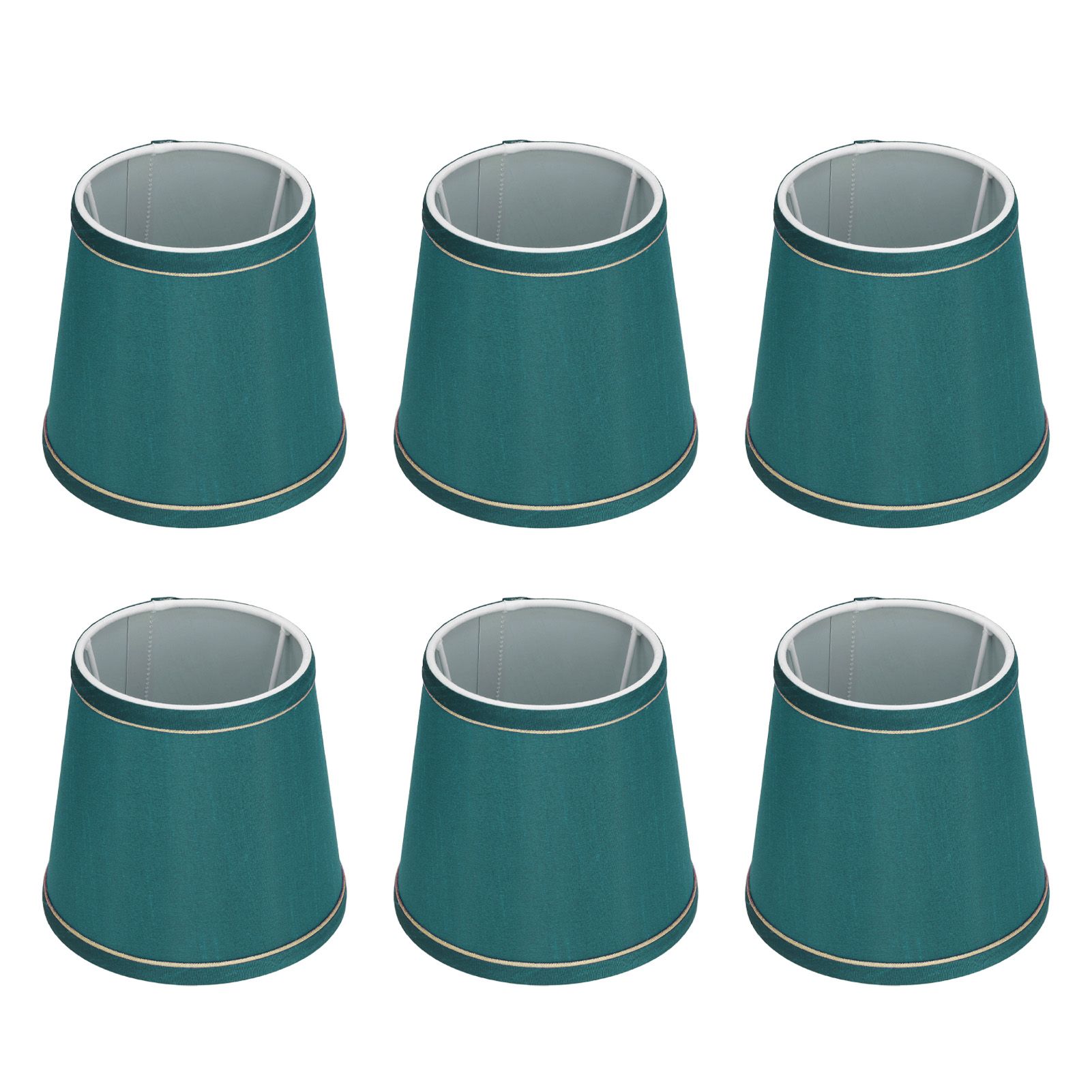 6PCS Fabric Lampshade Modern Simple Fabric Light Lampshade Phnom Penh Craftsmanship for E14 LampDark Green (PX198) - Image 1