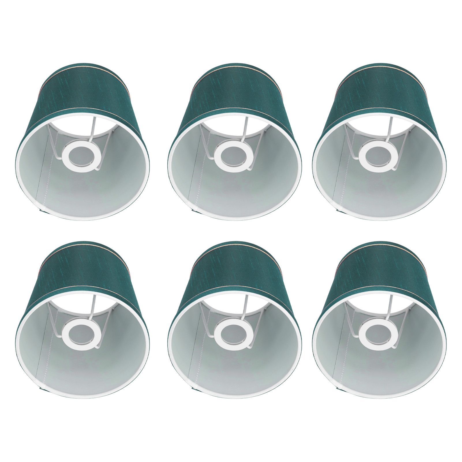 6PCS Fabric Lampshade Modern Simple Fabric Light Lampshade Phnom Penh Craftsmanship for E14 LampDark Green (PX198) - Image 2