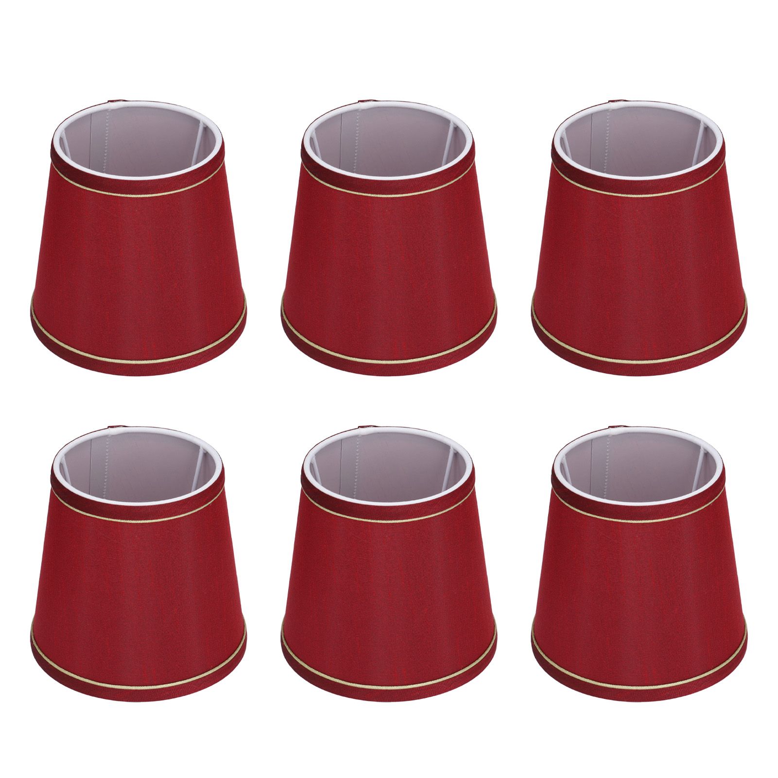 6PCS Fabric Lampshade Modern Simple Fabric Light Lampshade Phnom Penh Craftsmanship for E14 LampWine Red (PX43) - Image 1