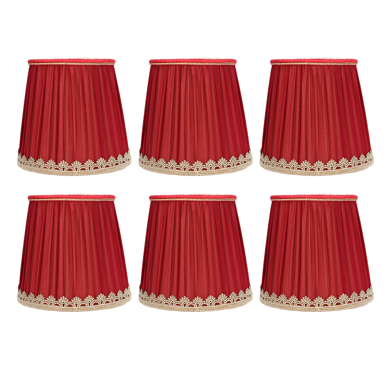 Small Lamp Shade Fabric Wine Red Golden Edge Lampshade for E14 Table Chandelier Wall Lamp - Image 1