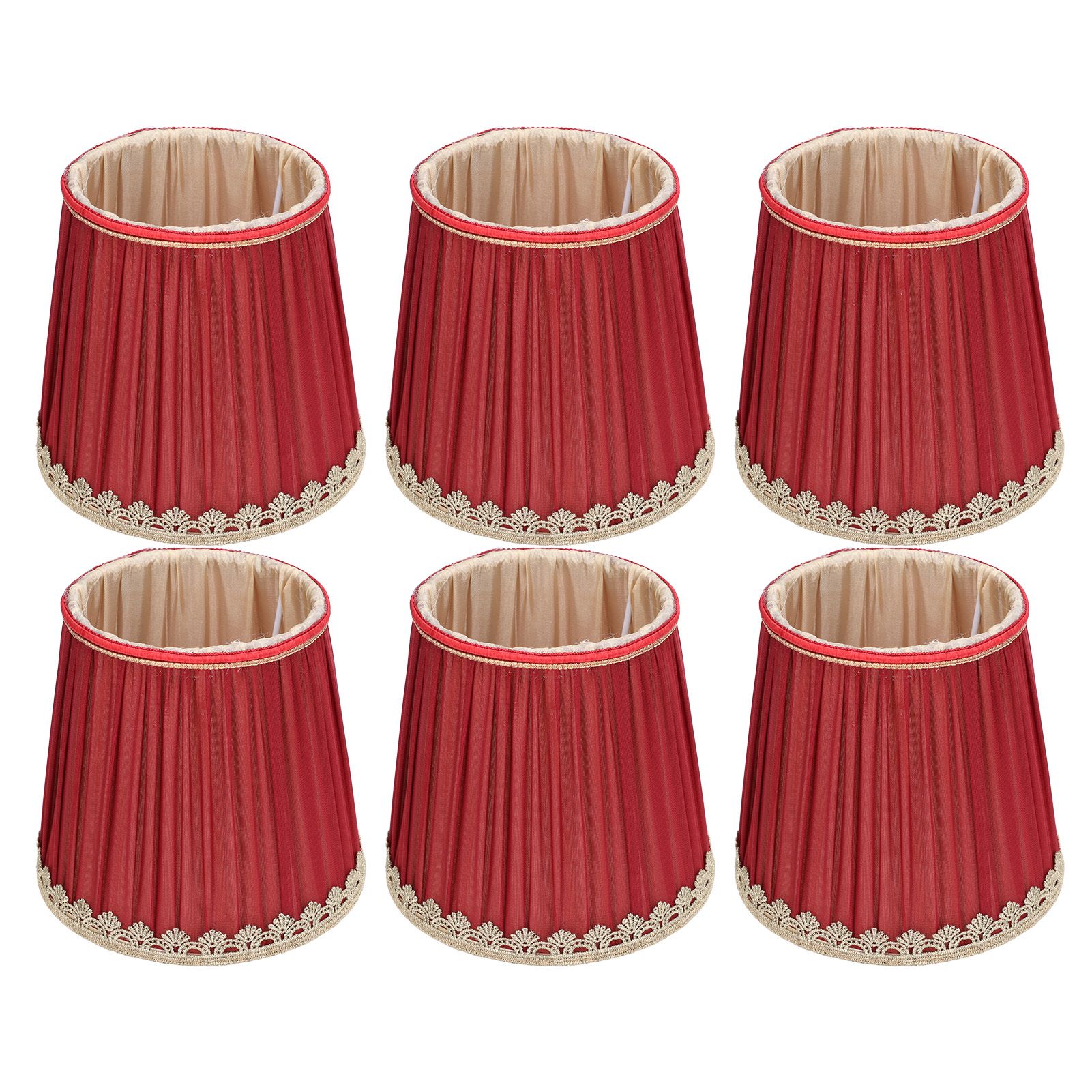 Small Lamp Shade Fabric Wine Red Golden Edge Lampshade for E14 Table Chandelier Wall Lamp - Image 2