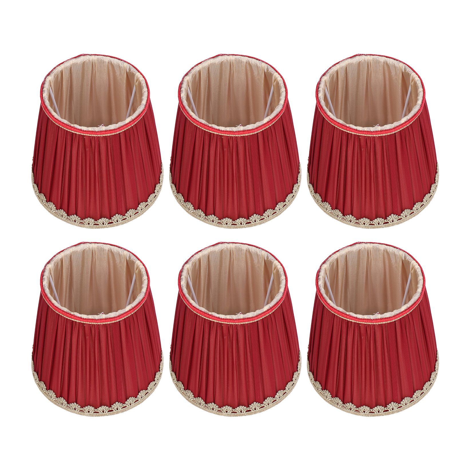 Small Lamp Shade Fabric Wine Red Golden Edge Lampshade for E14 Table Chandelier Wall Lamp - Image 4