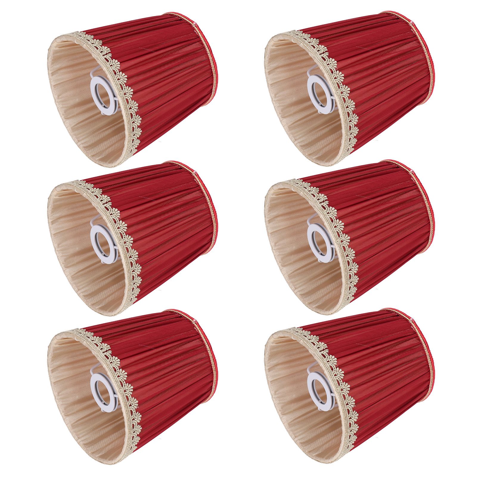 Small Lamp Shade Fabric Wine Red Golden Edge Lampshade for E14 Table Chandelier Wall Lamp - Image 5