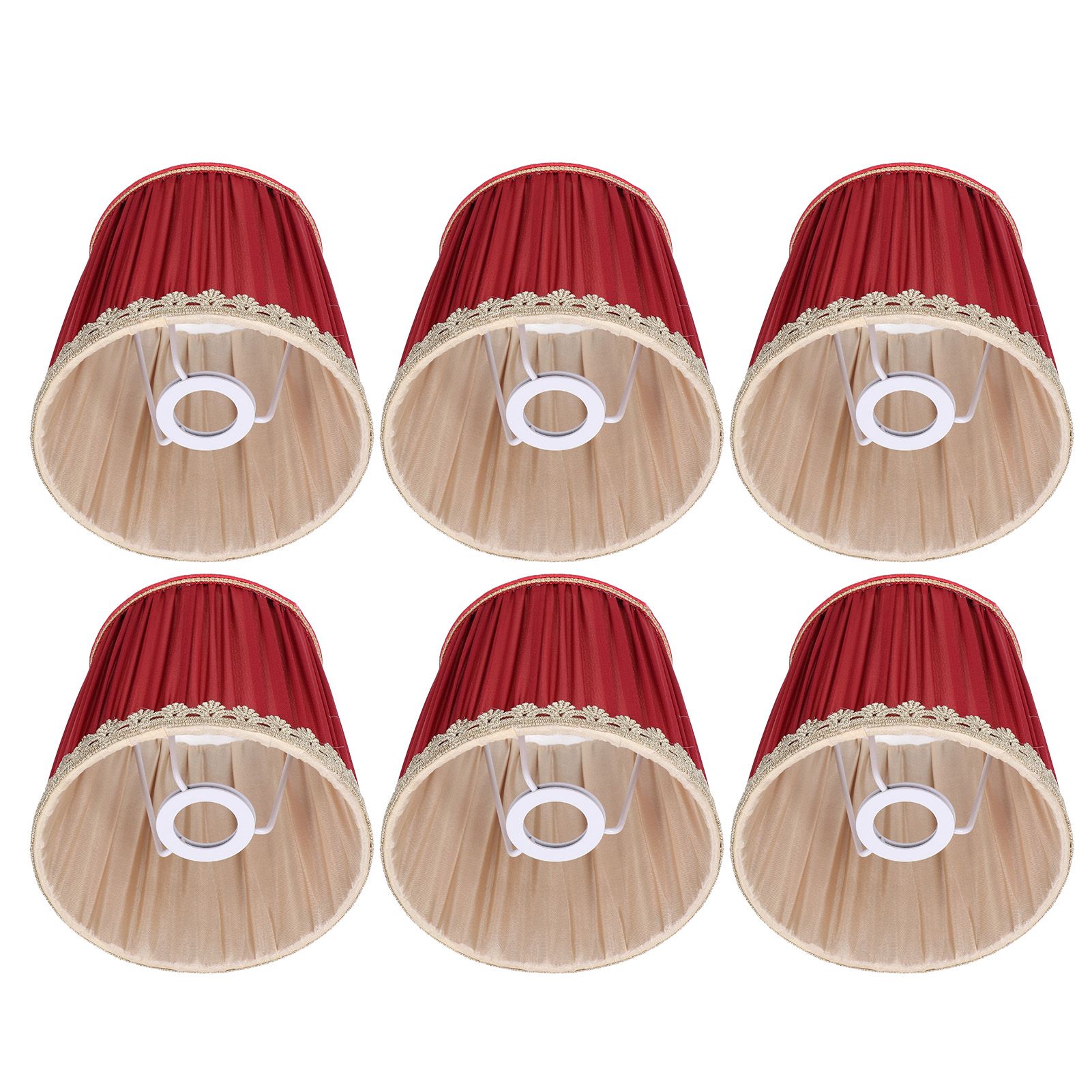 Small Lamp Shade Fabric Wine Red Golden Edge Lampshade for E14 Table Chandelier Wall Lamp - Image 6