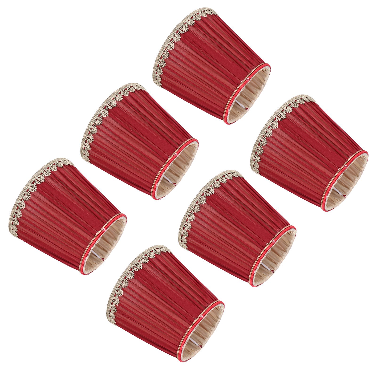 Small Lamp Shade Fabric Wine Red Golden Edge Lampshade for E14 Table Chandelier Wall Lamp - Image 8