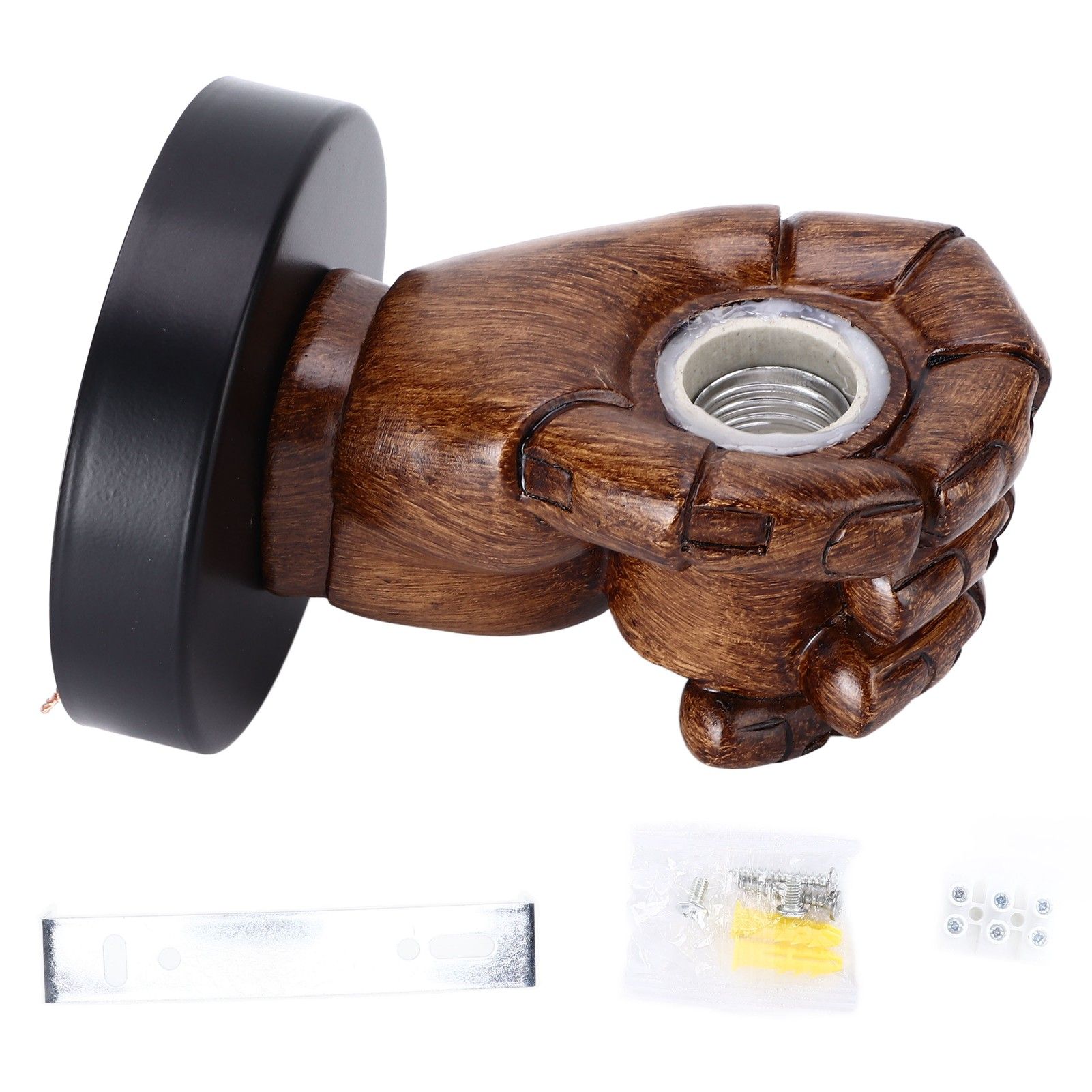 Wall Mounted Lamp Fist Shape Vintage Industrial Style Wall Sconce With Base Mount Connector for Bedroom Bar Cafe 220VLeft Hand - Image 1