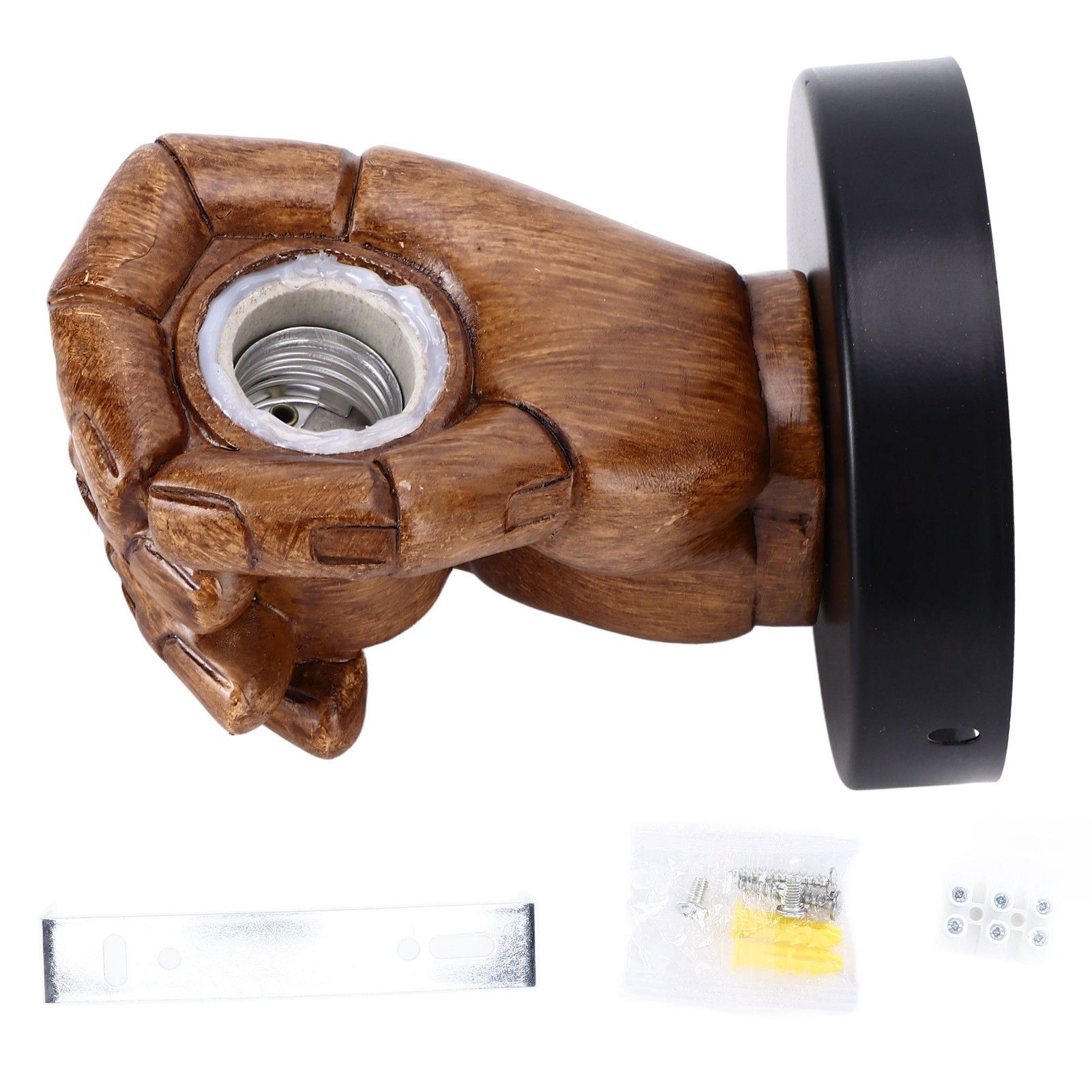 Wall Mounted Lamp Fist Shape Vintage Industrial Style Wall Sconce With Base Mount Connector for Bedroom Bar Cafe 220VRight Hand - Image 1