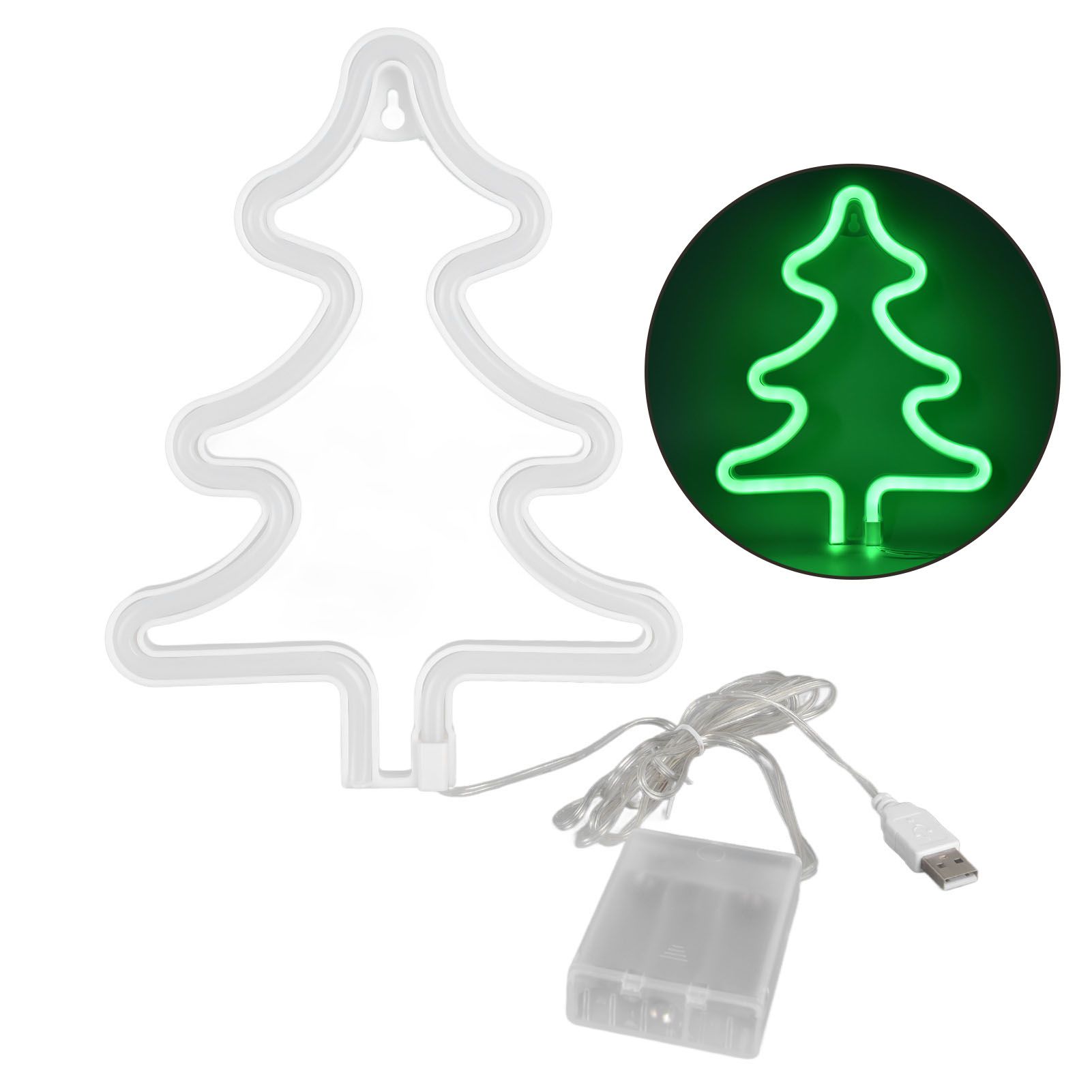Led Light Sign Green Christmas Trees Safe Stable Unique Shape Wide Application Neon Light for Bedroom Bar Party - Image 1