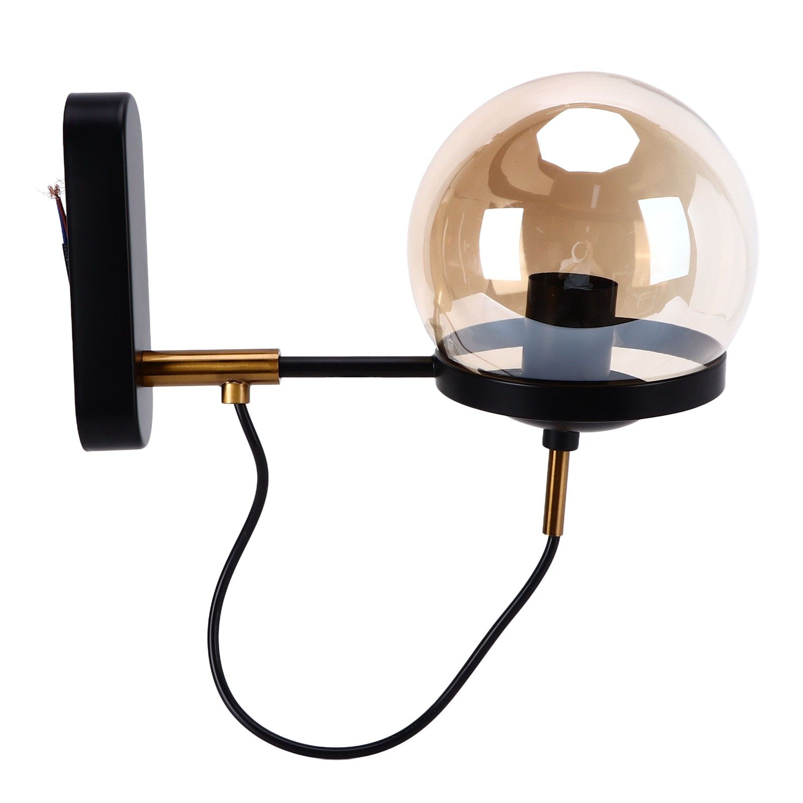 Wall Lamp Blowing Technology Transparent Soft Lighting Fashion Design Glass Ball Lamp 110‑220VBlack Tan Lampshade - Image 3