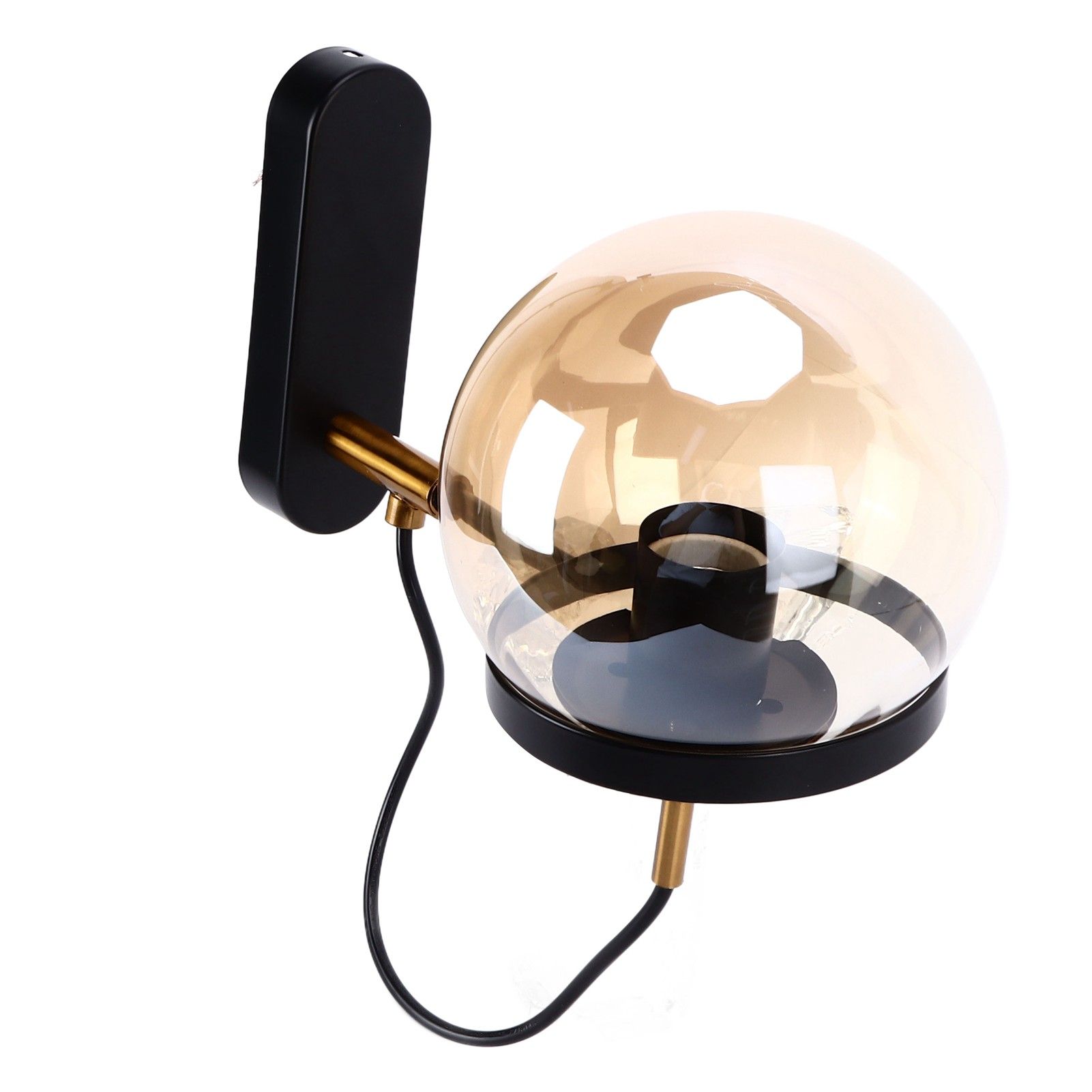 Wall Lamp Blowing Technology Transparent Soft Lighting Fashion Design Glass Ball Lamp 110‑220VBlack Tan Lampshade - Image 4