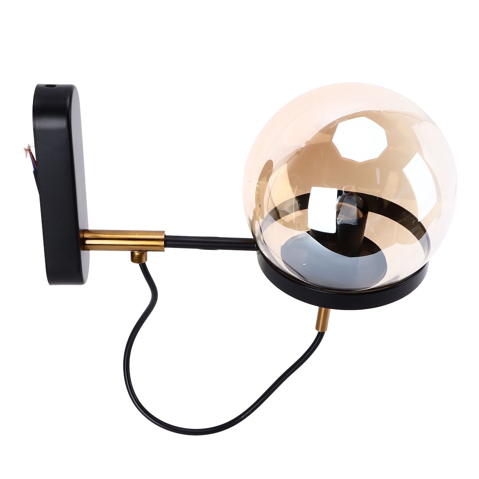 Wall Lamp Blowing Technology Transparent Soft Lighting Fashion Design Glass Ball Lamp 110‑220VBlack Tan Lampshade - Image 5