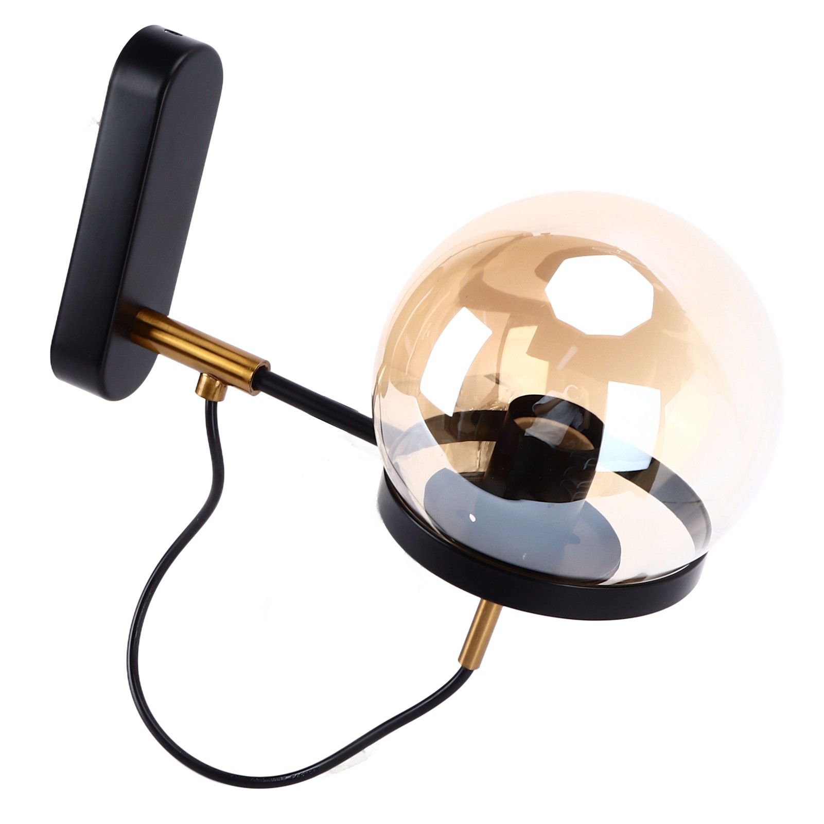 Wall Lamp Blowing Technology Transparent Soft Lighting Fashion Design Glass Ball Lamp 110‑220VBlack Tan Lampshade - Image 6