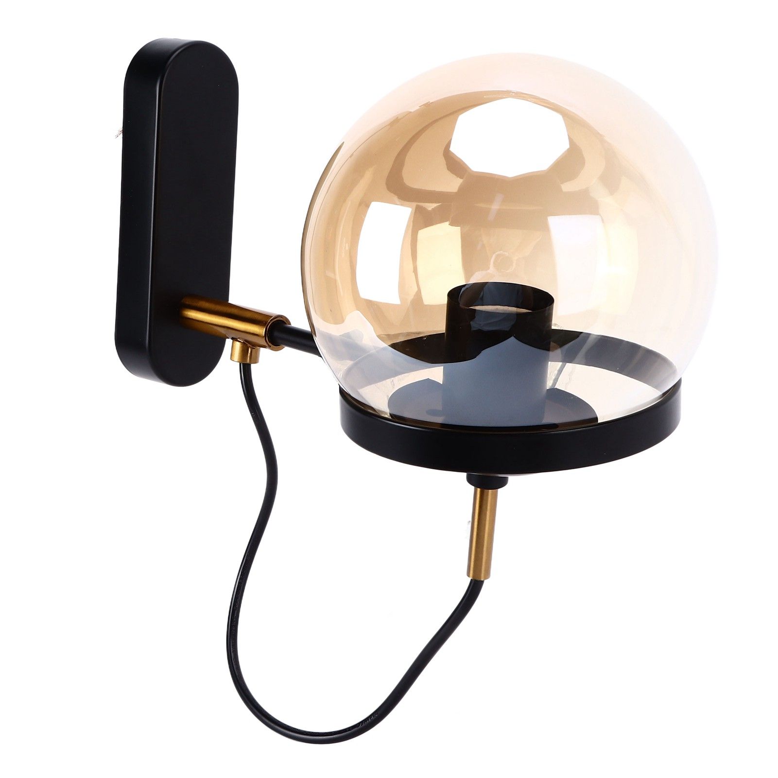 Wall Lamp Blowing Technology Transparent Soft Lighting Fashion Design Glass Ball Lamp 110‑220VBlack Tan Lampshade - Image 7