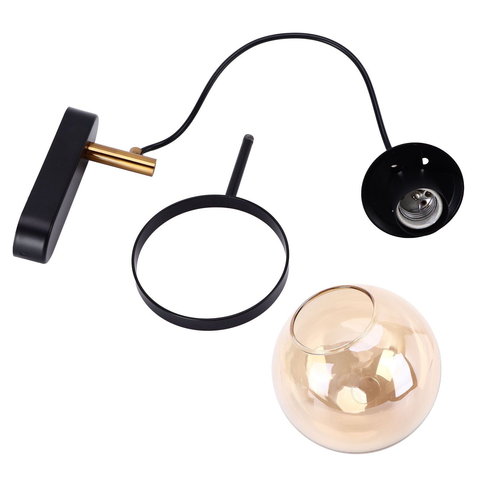 Wall Lamp Blowing Technology Transparent Soft Lighting Fashion Design Glass Ball Lamp 110‑220VBlack Tan Lampshade - Image 8