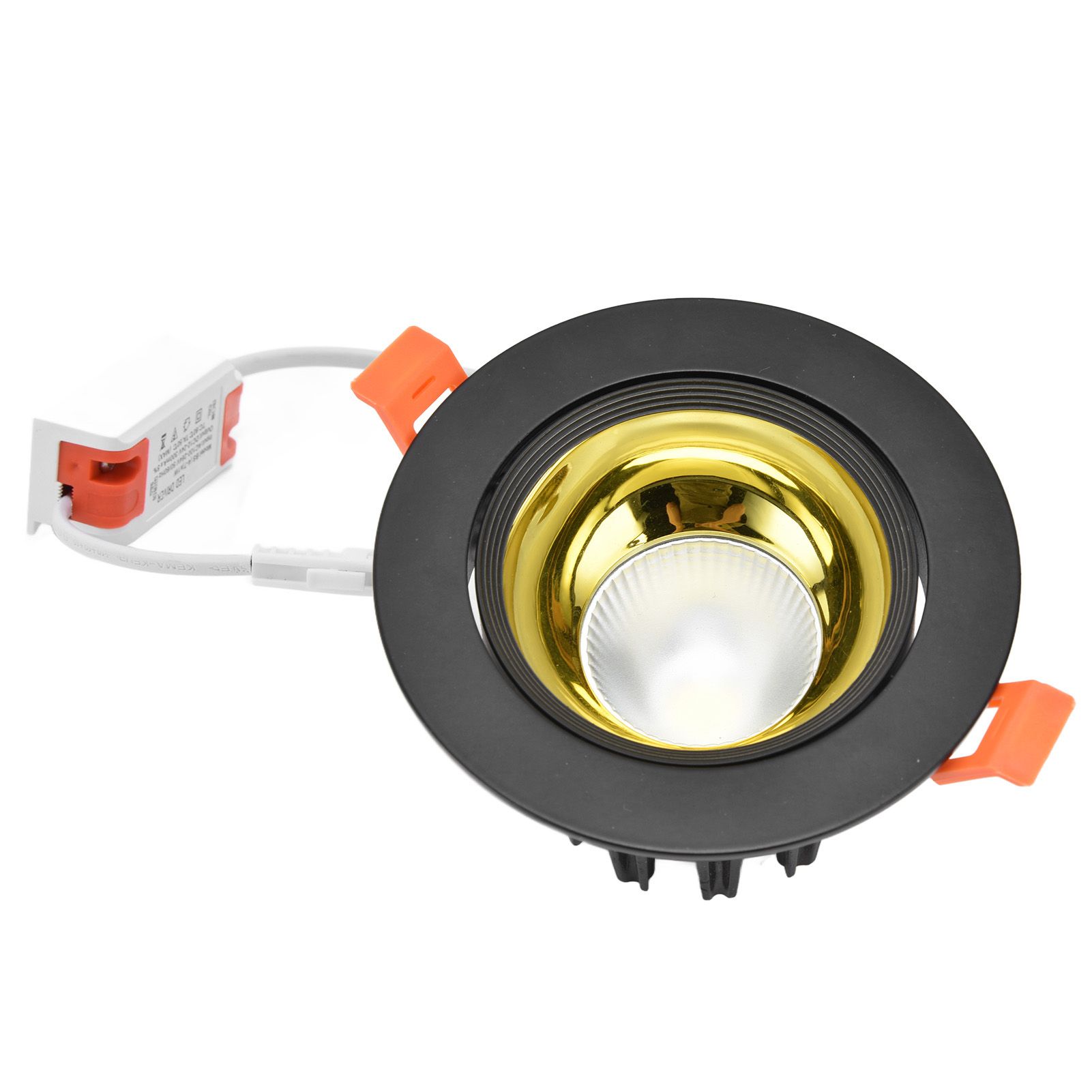 LED Downlight Aluminum Adjustable Angle Dustproof Ceiling Embedded Spotlight for Living Room Bedroom 100‑264VBlack Shell Golden Cup - Image 1