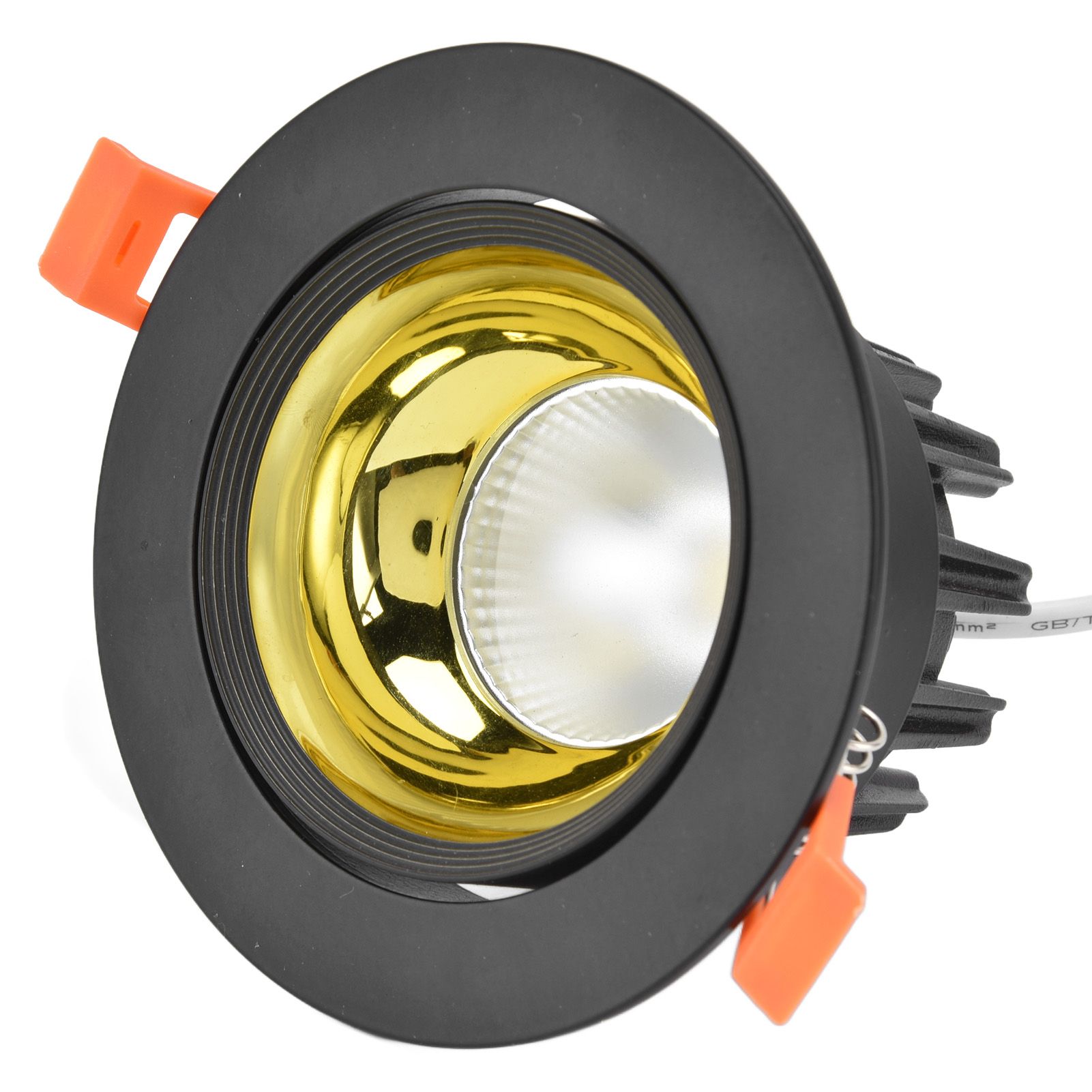 LED Downlight Aluminum Adjustable Angle Dustproof Ceiling Embedded Spotlight for Living Room Bedroom 100‑264VBlack Shell Golden Cup - Image 2
