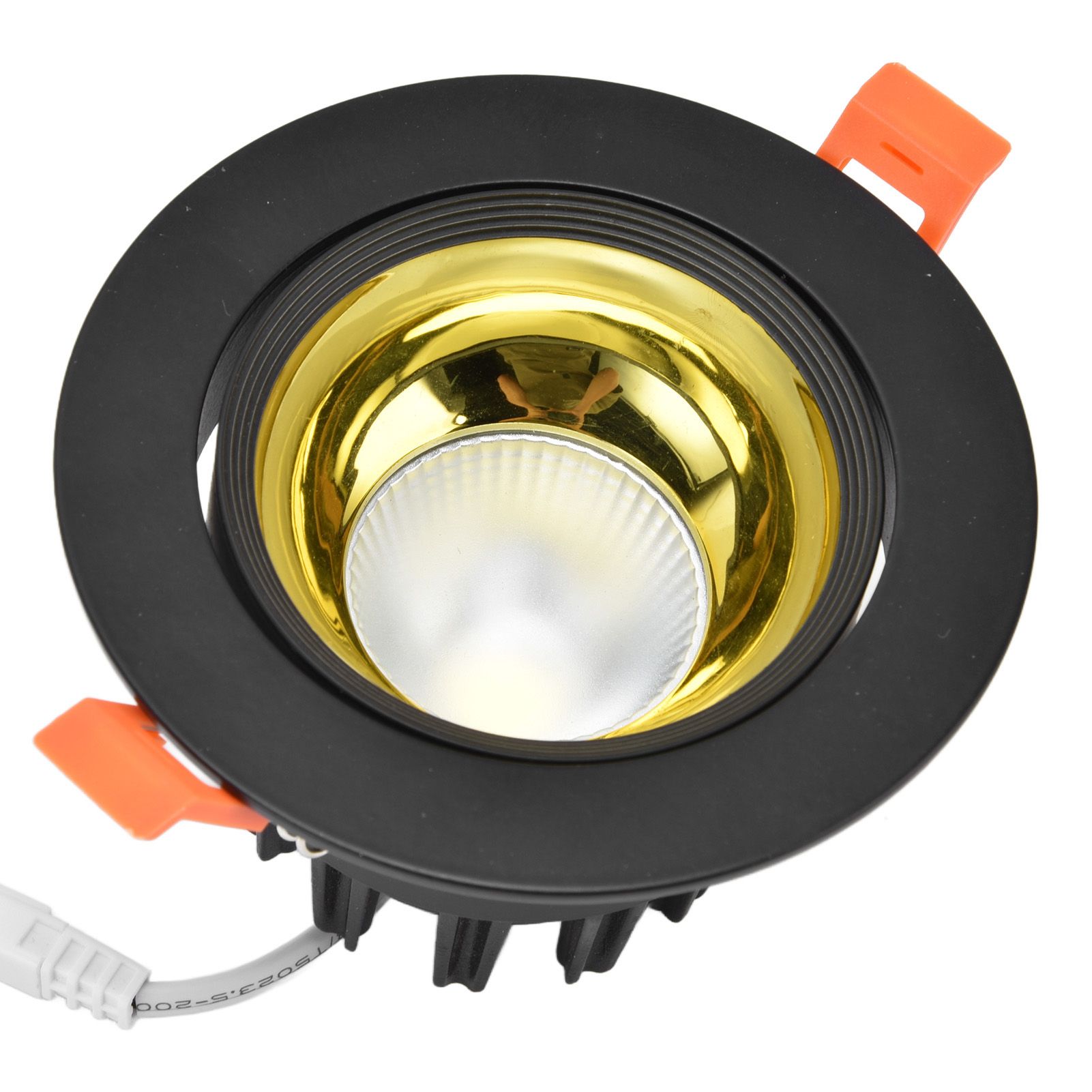 LED Downlight Aluminum Adjustable Angle Dustproof Ceiling Embedded Spotlight for Living Room Bedroom 100‑264VBlack Shell Golden Cup - Image 3