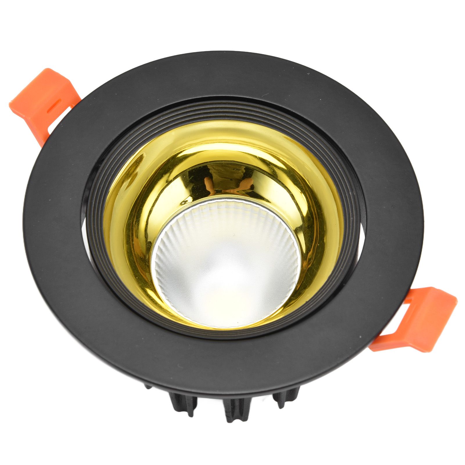 LED Downlight Aluminum Adjustable Angle Dustproof Ceiling Embedded Spotlight for Living Room Bedroom 100‑264VBlack Shell Golden Cup - Image 4