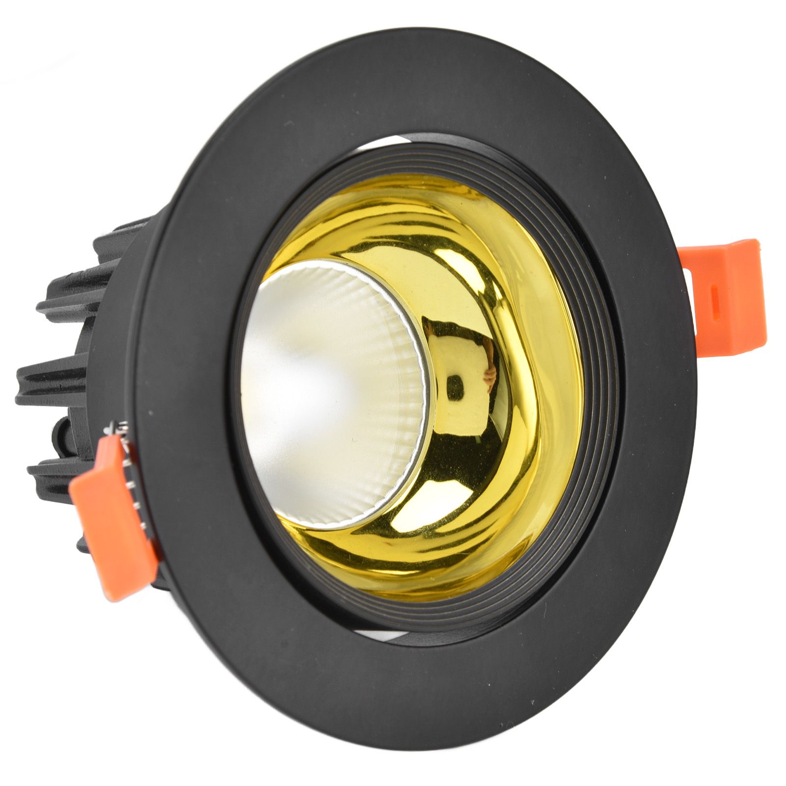 LED Downlight Aluminum Adjustable Angle Dustproof Ceiling Embedded Spotlight for Living Room Bedroom 100‑264VBlack Shell Golden Cup - Image 6