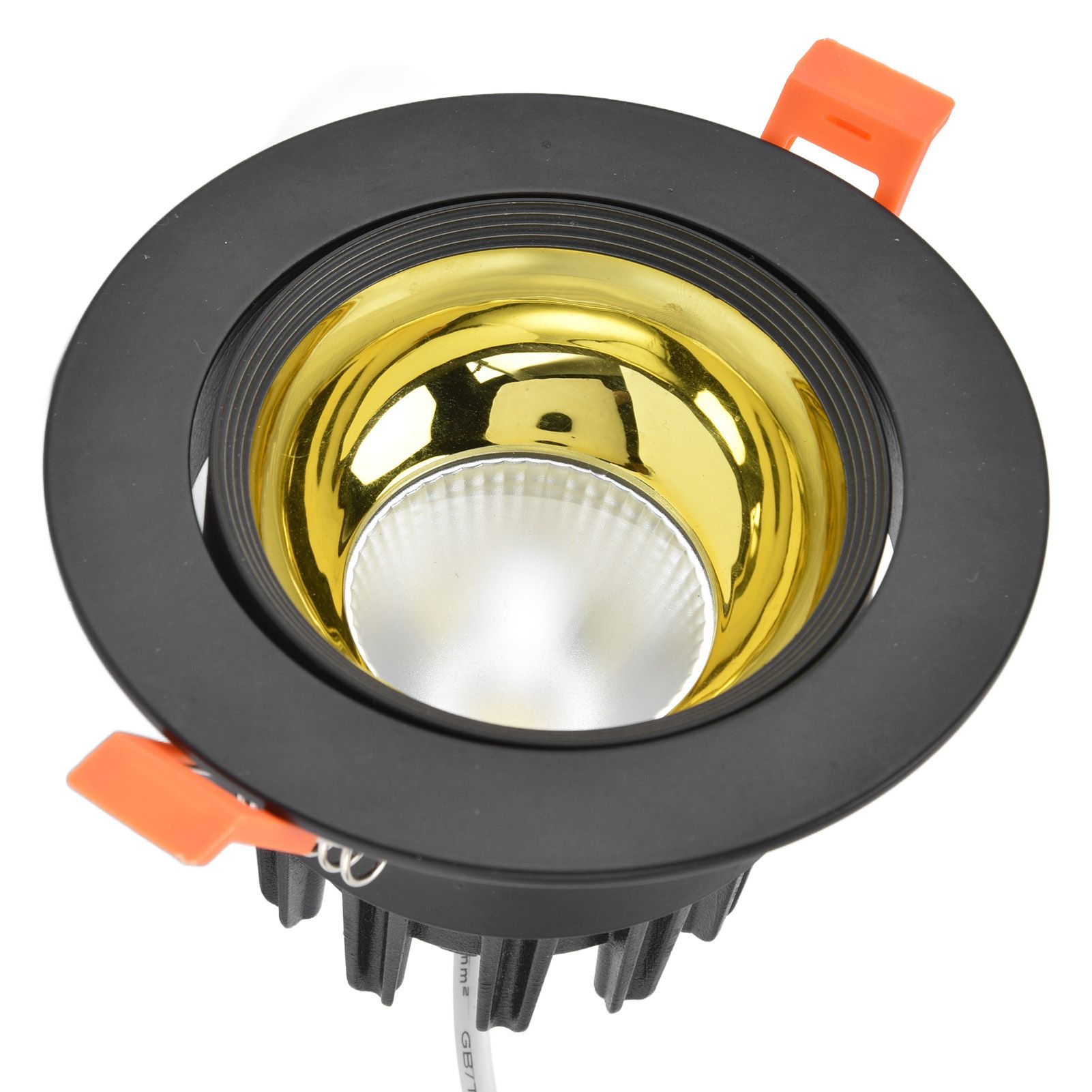 LED Downlight Aluminum Adjustable Angle Dustproof Ceiling Embedded Spotlight for Living Room Bedroom 100‑264VBlack Shell Golden Cup - Image 8