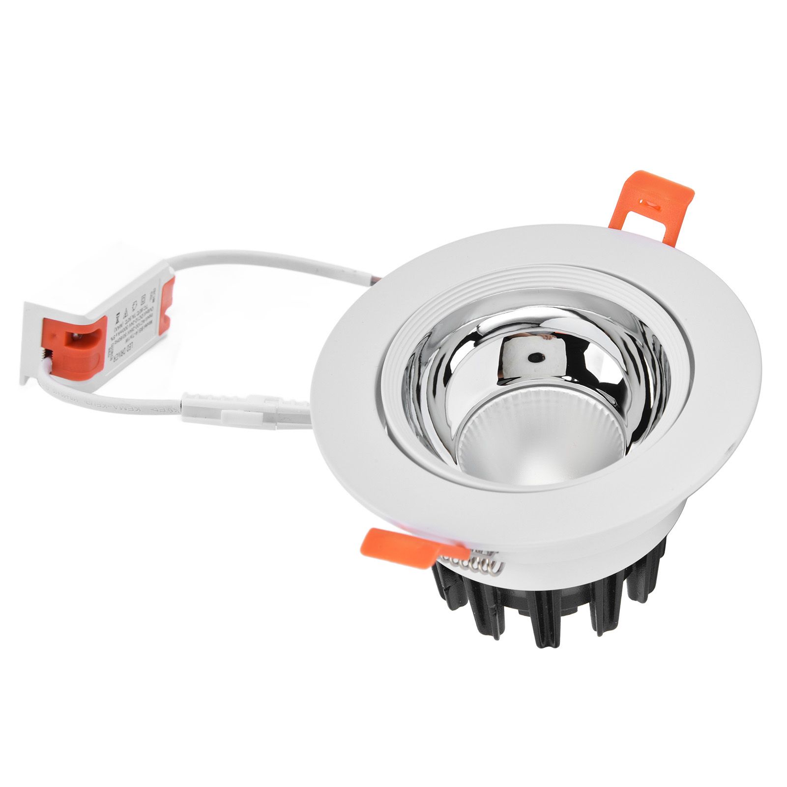 LED Downlight Aluminum Adjustable Angle Dustproof Ceiling Embedded Spotlight for Living Room Bedroom 100‑264VWhite Shell Silver Cup - Image 1