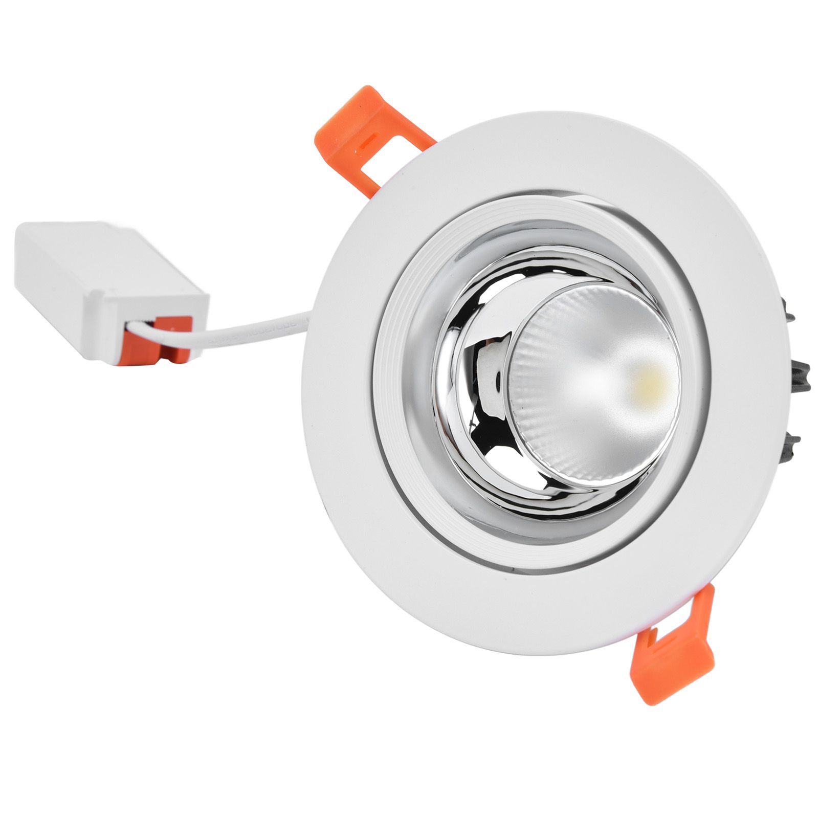 LED Downlight Aluminum Adjustable Angle Dustproof Ceiling Embedded Spotlight for Living Room Bedroom 100‑264VWhite Shell Silver Cup - Image 4