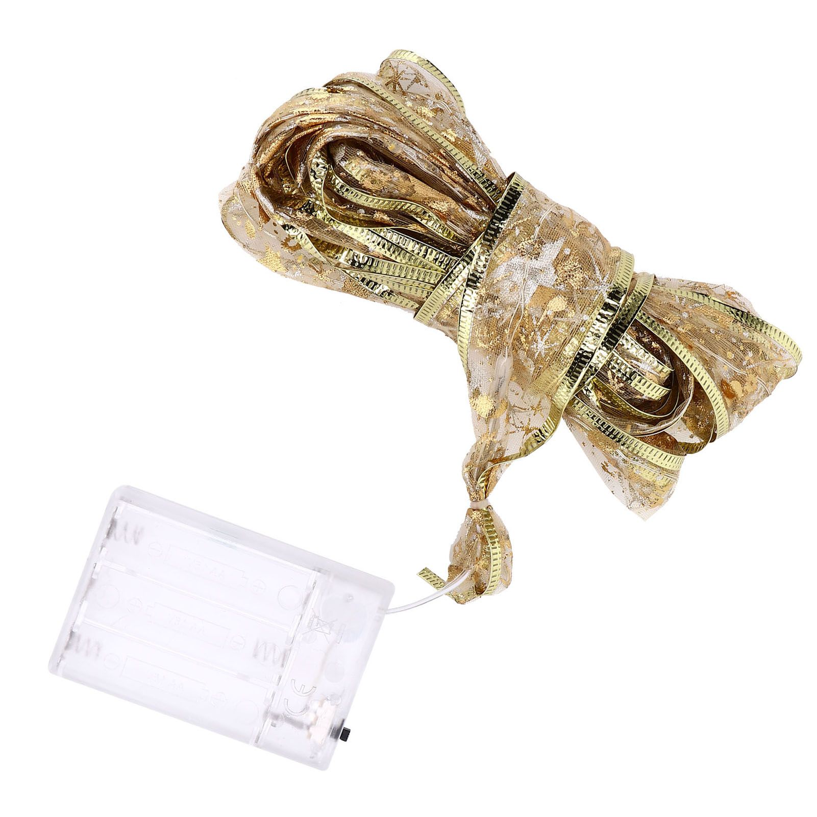 13.12ft Christmas Light Ribbon LED Christmas Tree Gold Transparent Ribbon Light for Festival DecorationWarm White Light - Image 2