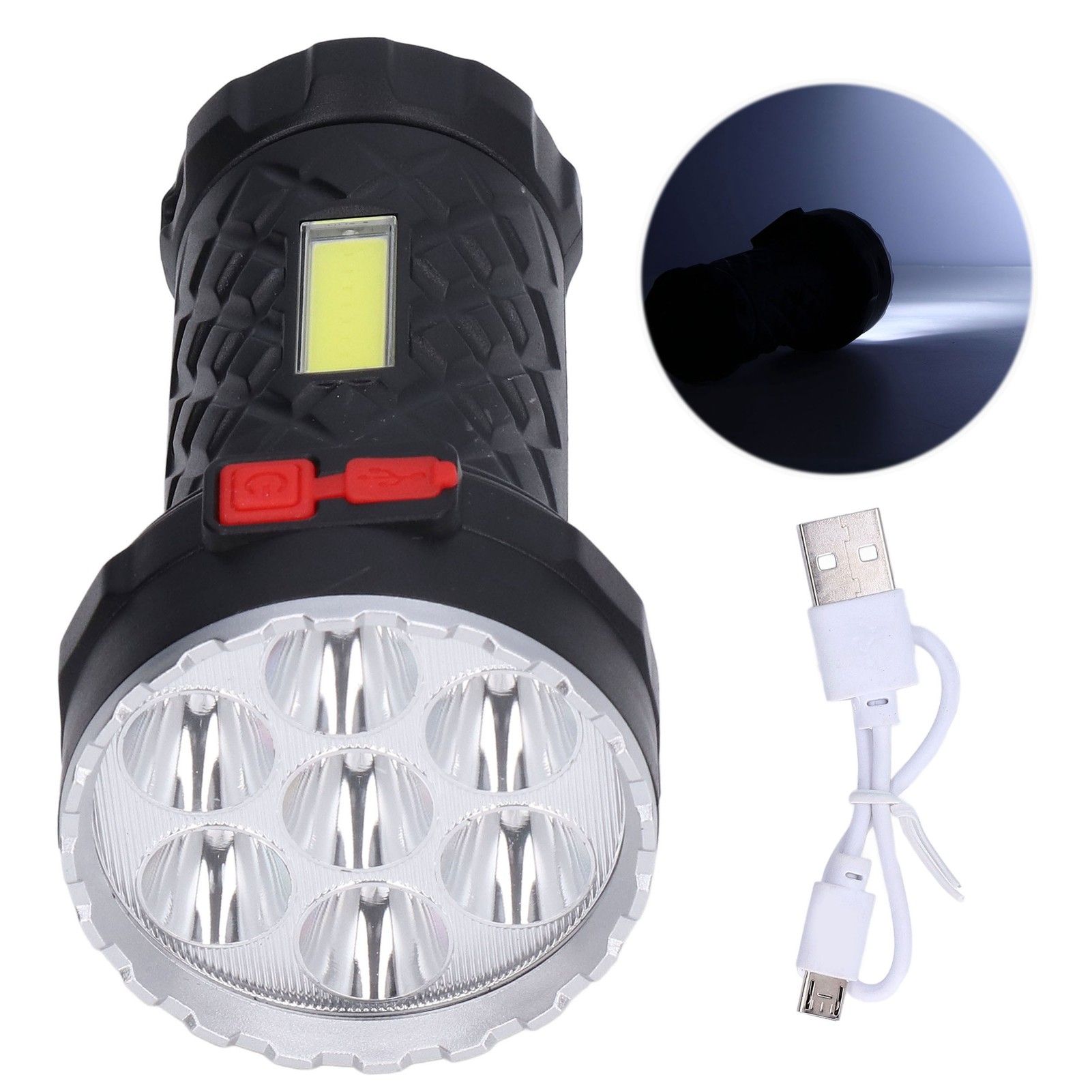 LED Flashlight High Brightness Four Lighting Modes Ergonomic Compact Portable USB Rechargeable Torch - Image 1