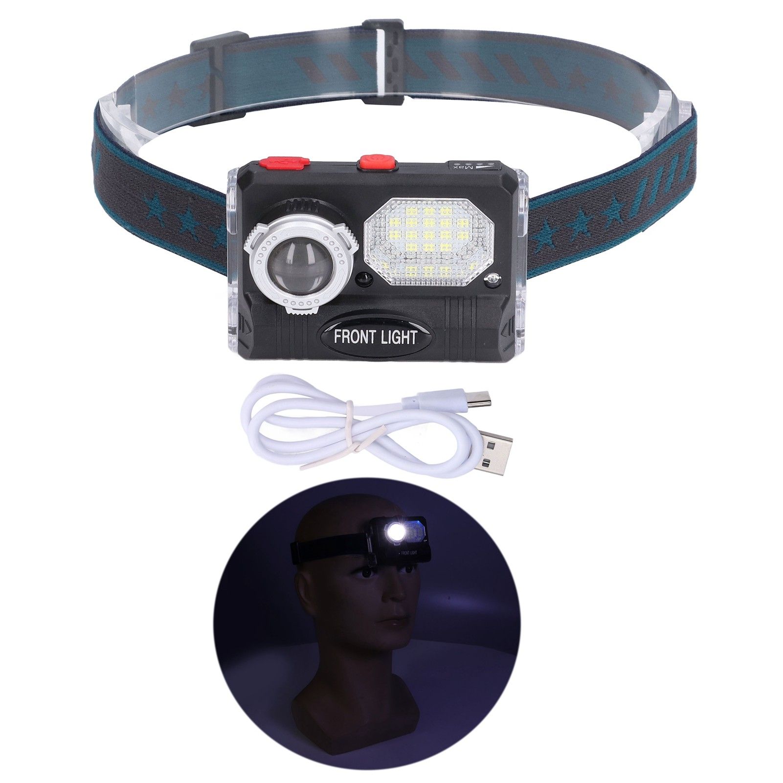 LED Headlight Multifunctional Induction Headlamp USB Charging Outdoor Waterproof Head Flashlight - Image 1