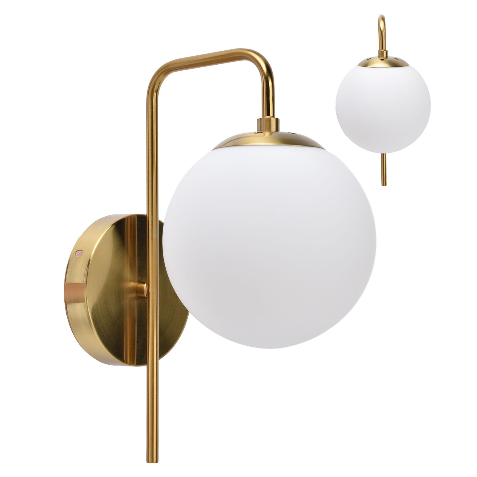 Nordic Modern E27 Glass Ball LED Wall Light Frosted Texture Round Bedroom Wall Lamp 110‑240V - Image 6