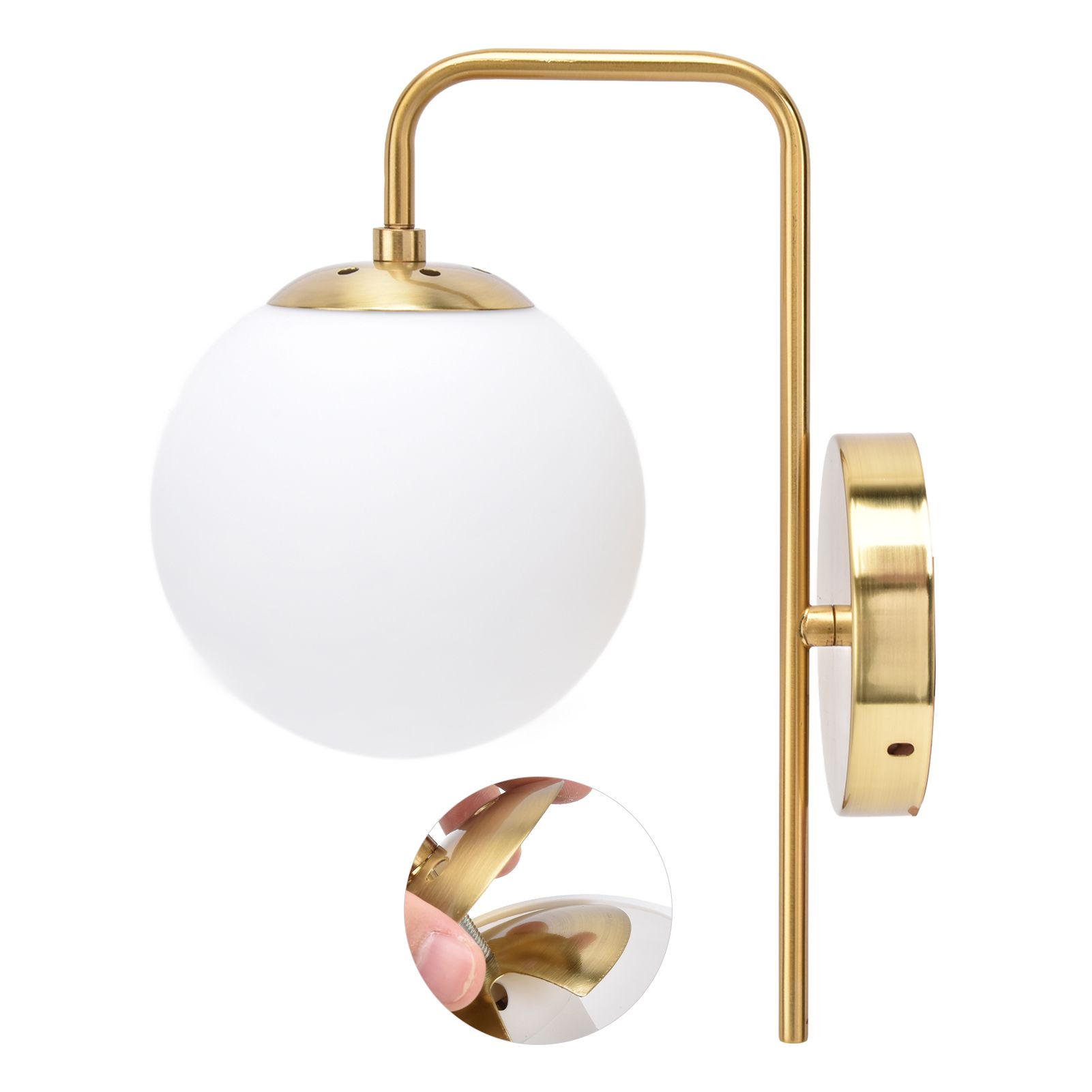 Nordic Modern E27 Glass Ball LED Wall Light Frosted Texture Round Bedroom Wall Lamp 110‑240V - Image 8