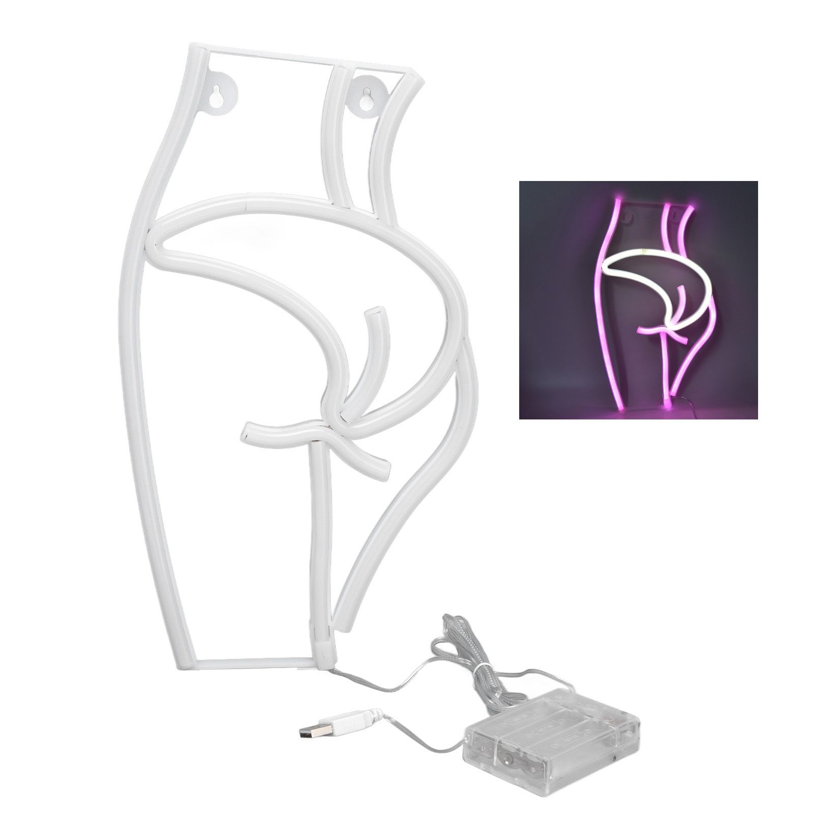 Neon Light Female Model Interesting Shape Dual Power Supply Easy Carry LED Night Light for Bar KTVPink Light - Image 1