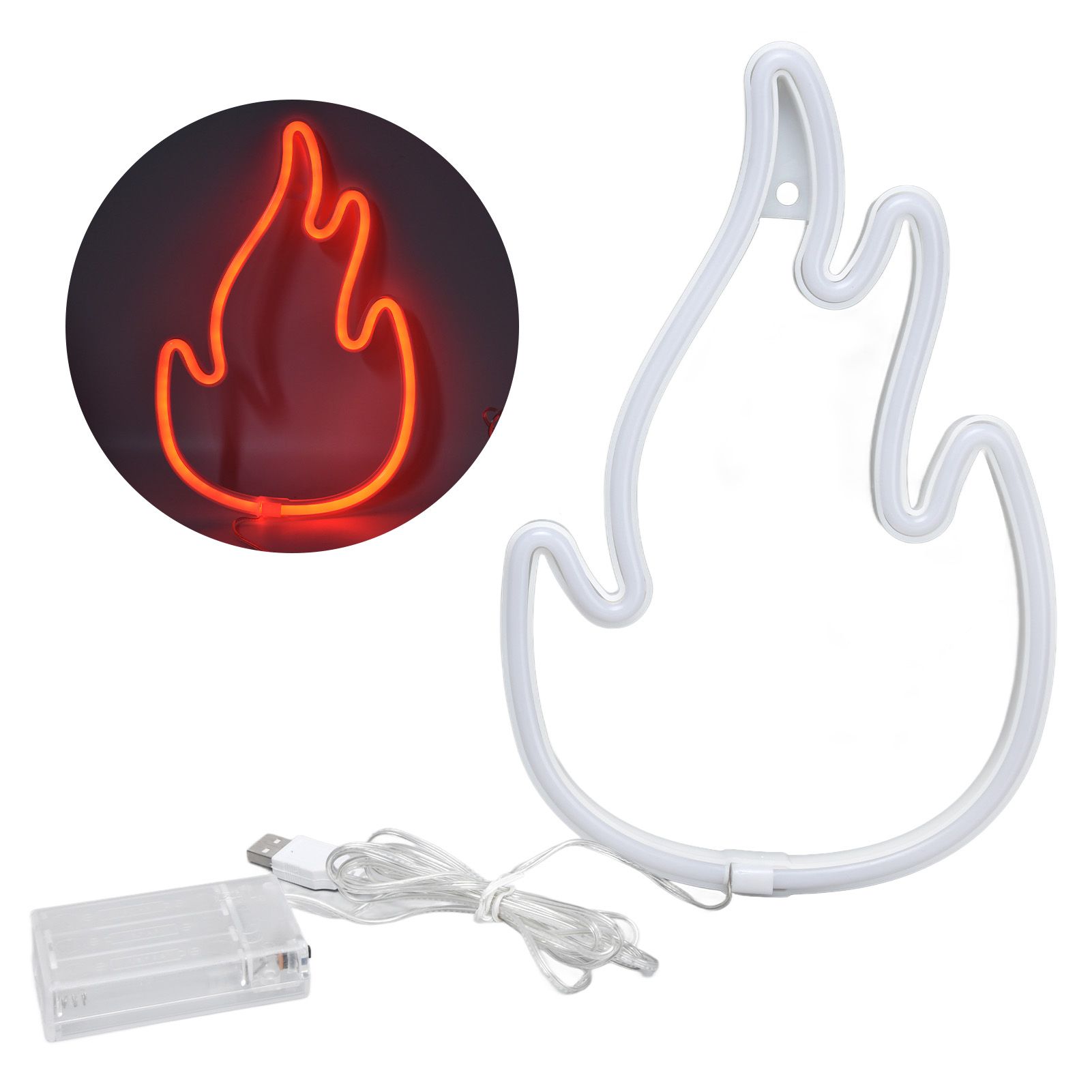 Flame Neon Sign Dual Power Supply Flame Neon Light for Wall Decor Bedroom Gaming Room SetupRed - Image 1