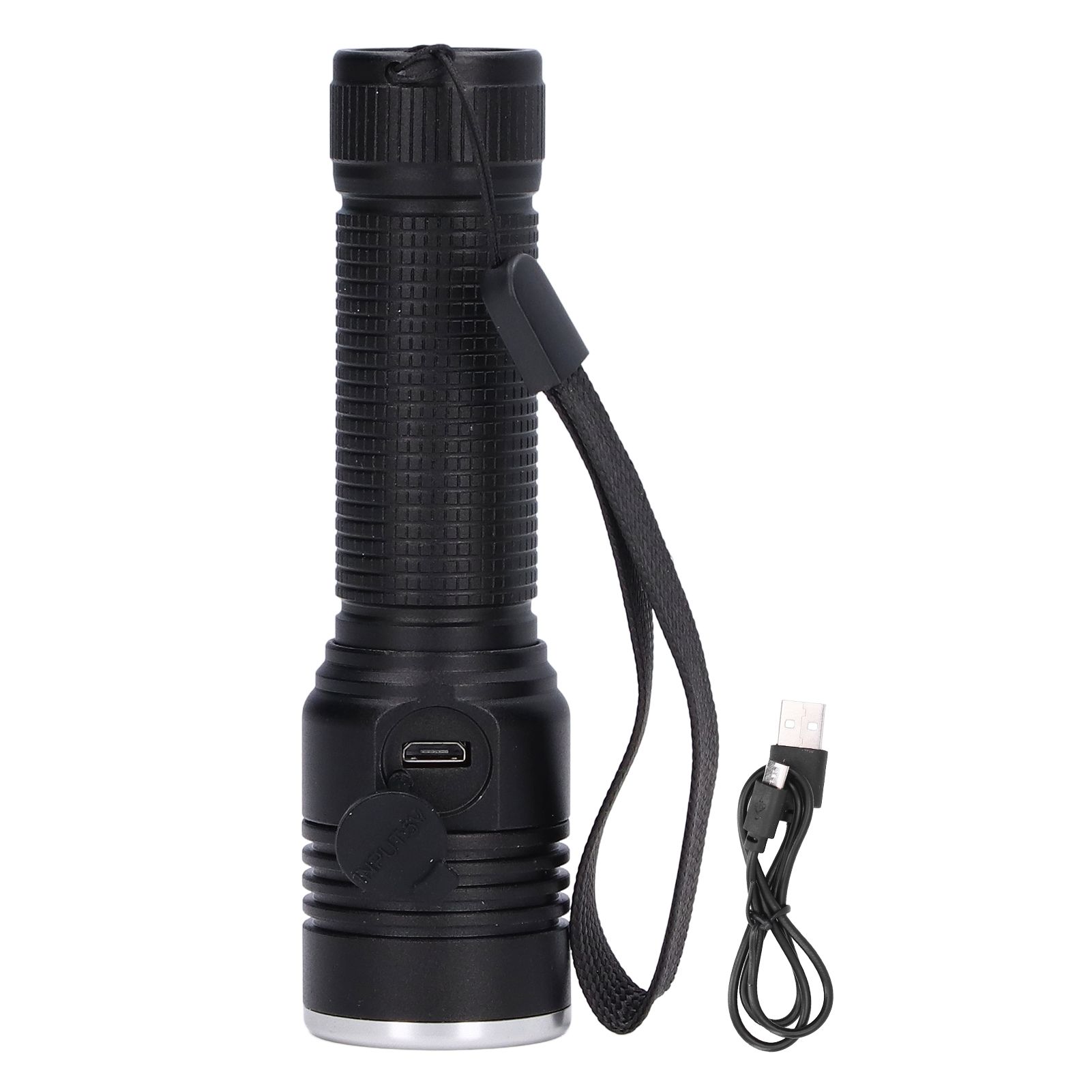 LED Flashlight Telescopic Zoom Protective Function Aluminum Alloy Barrel 2000LM Zoom FlashlightBlack - Image 1