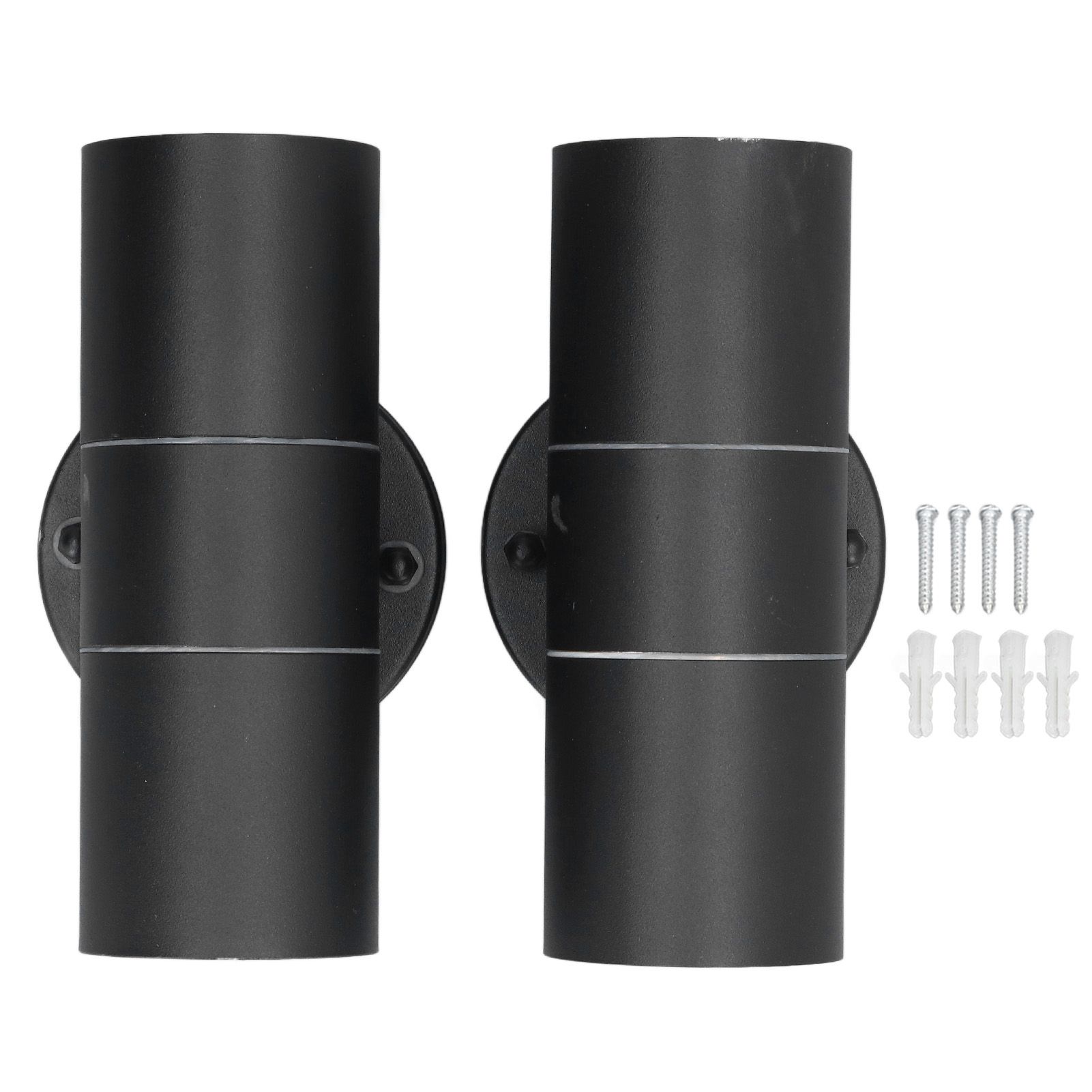 2Pcs GU10 Stainless Steel Outdoor Wall Sconce Waterproof LED Cylinder Up Down Wall Light for Yard Villas Living Rooms 220‑240VBlack - Image 1