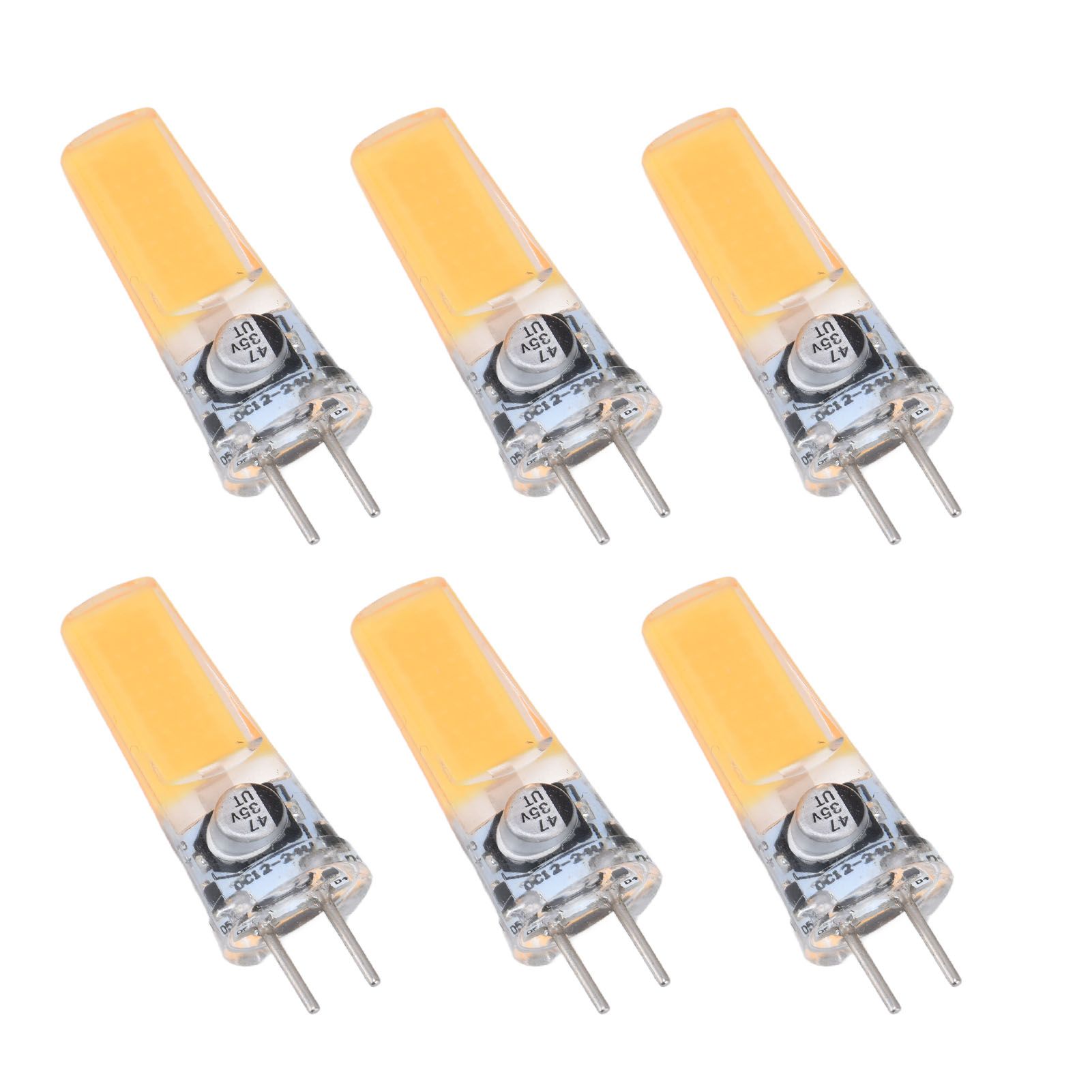 6PCS GY6.35 Bulb 5W COB Light Bulb 500lm Silicone Ceiling Lamp Bulb for Living RoomWarm White - Image 2