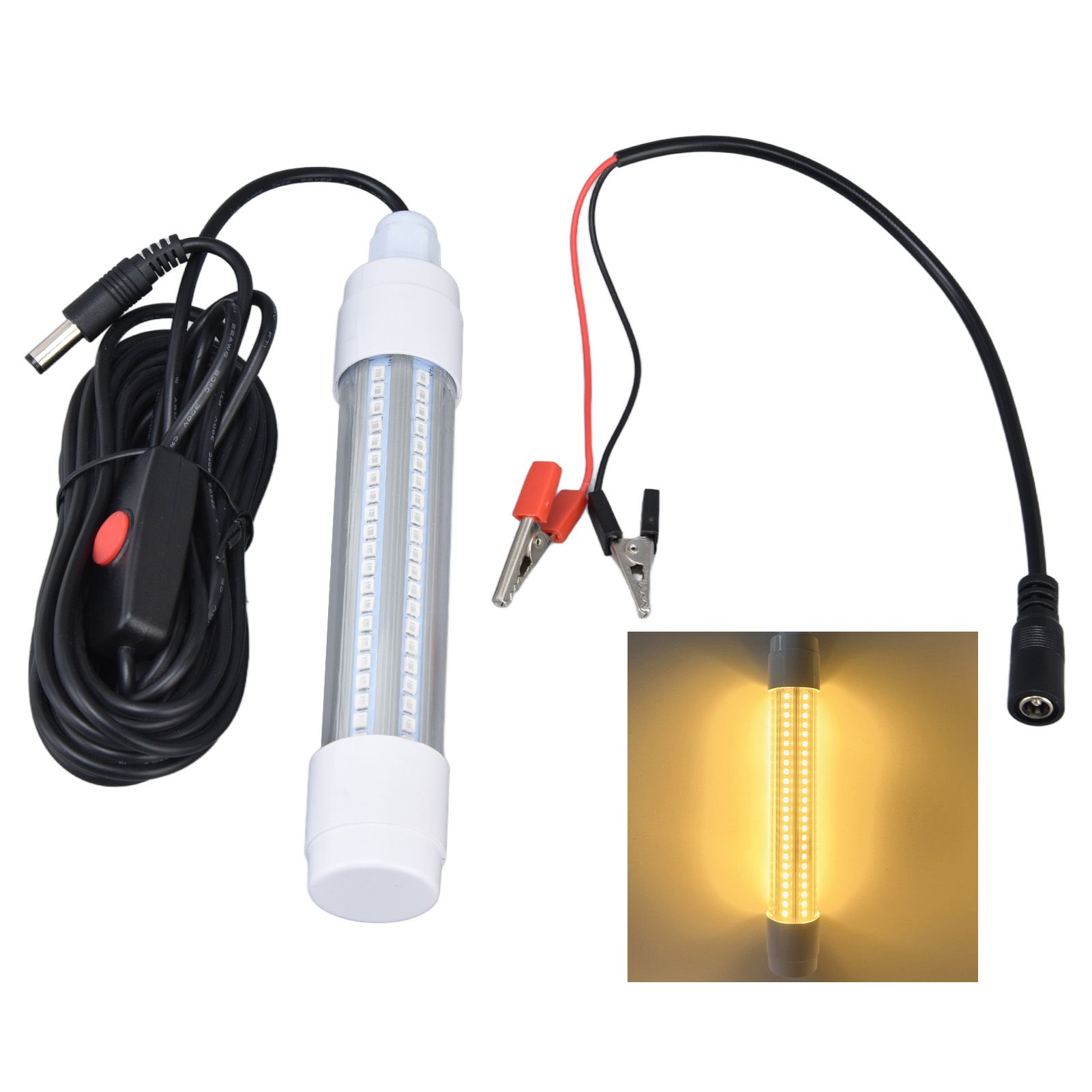 Fishing Light 126 LED IP68 Waterproof 1000lm Submersible Night Fish Finder Lamp 13W AC12‑36VWarm Light - Image 1