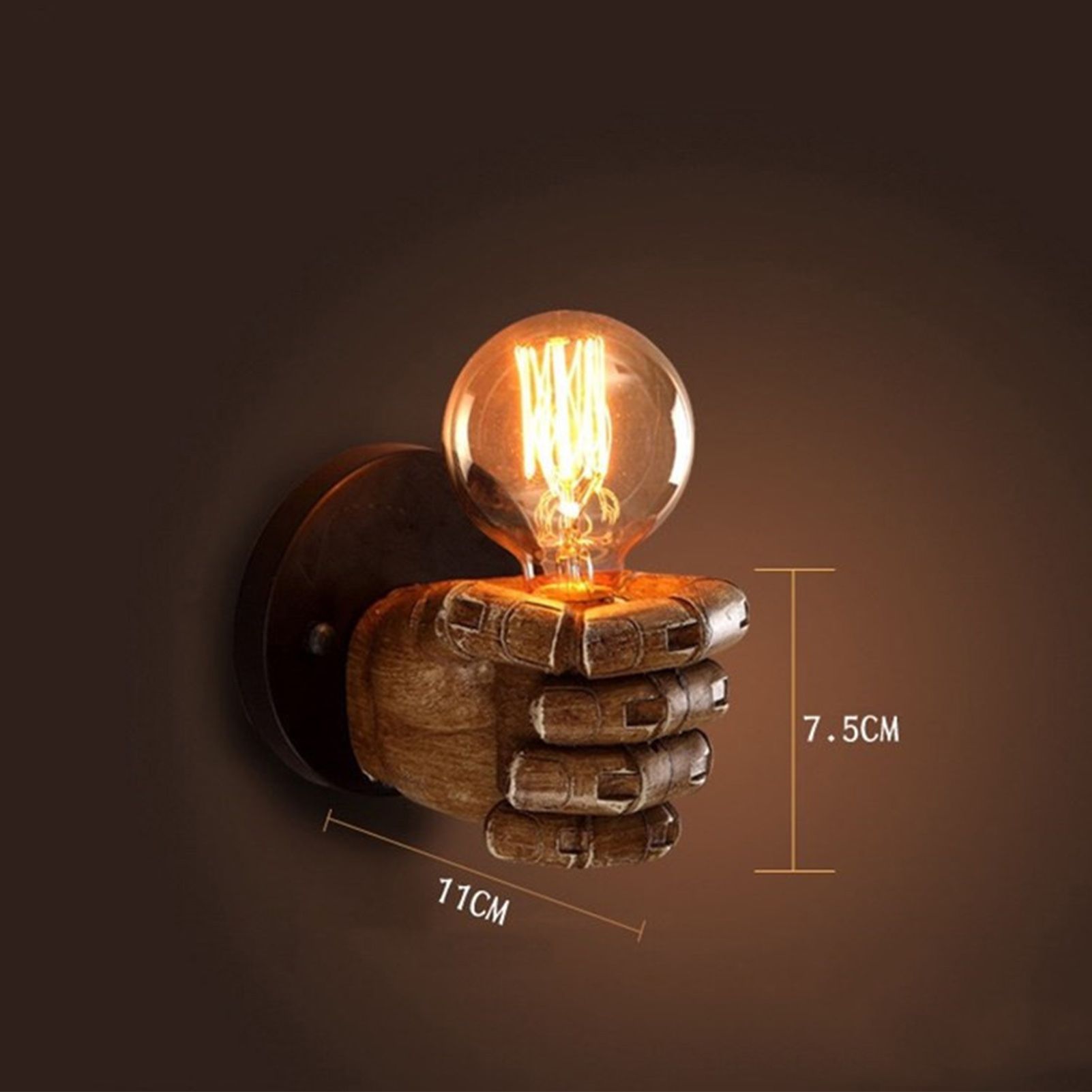 Wall Light Decoration Holder Novelty Fist Shape Wall Lamp Holder Wall Art Decoration for Bar Restaurant Cafe Left Hand - Image 2