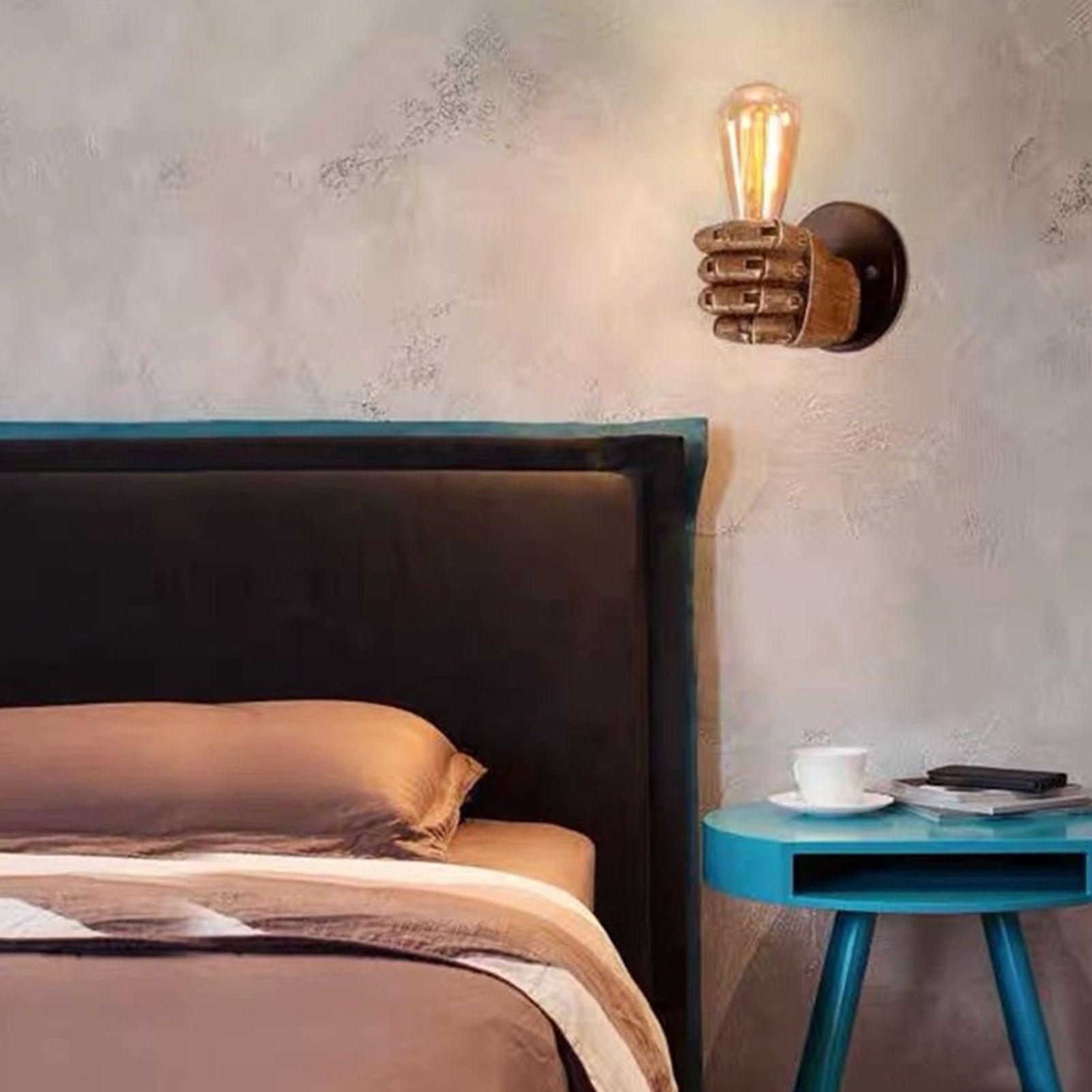 Wall Light Decoration Holder Novelty Fist Shape Wall Lamp Holder Wall Art Decoration for Bar Restaurant Cafe Left Hand - Image 4