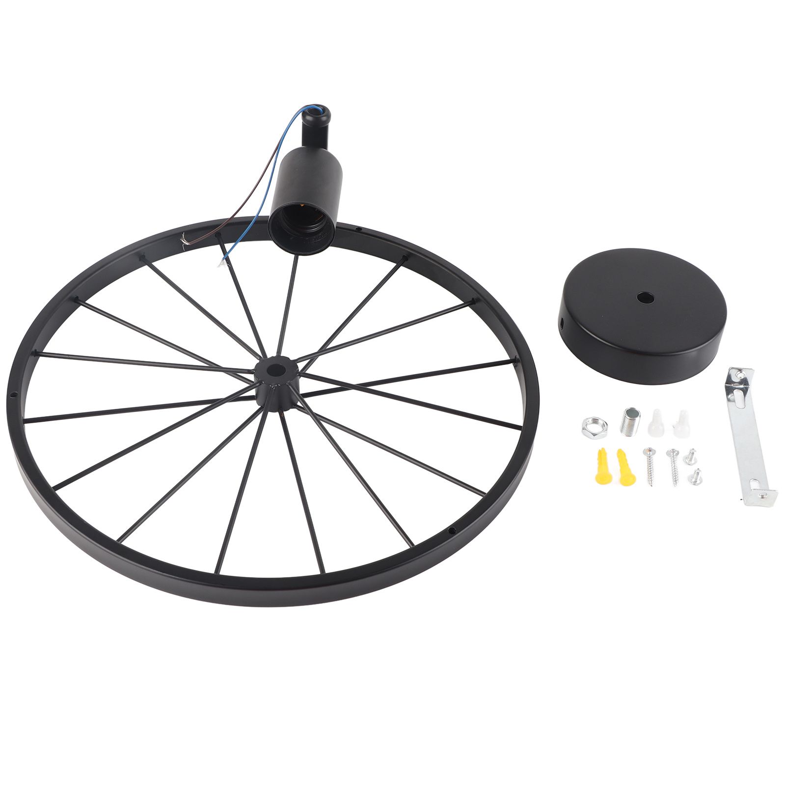 Wall Lamp Decorative Wheel Light Retro Industrial Style Iron for Balcony Corridor Black - Image 1