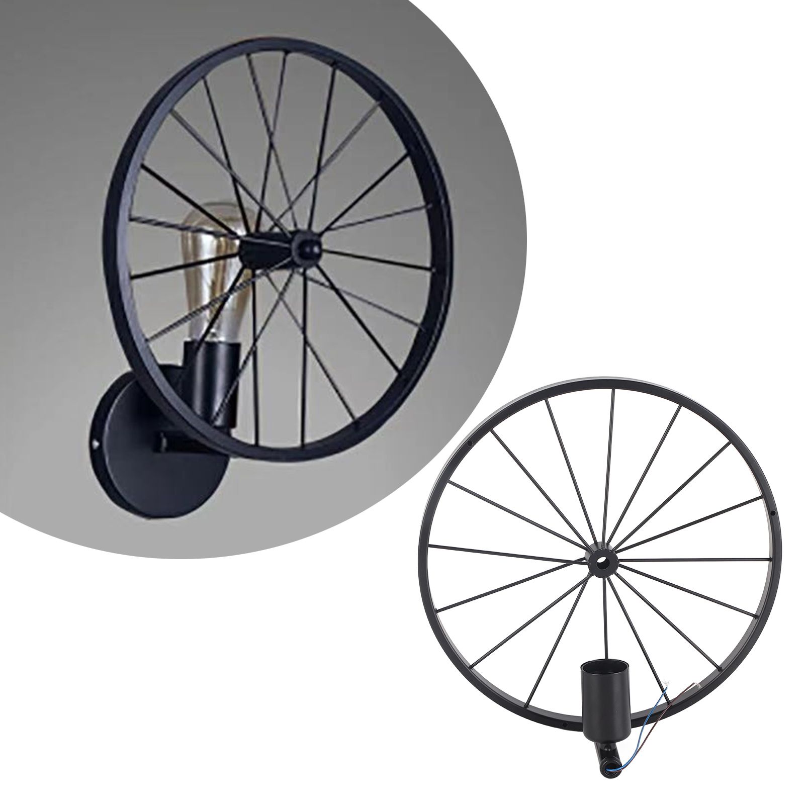 Wall Lamp Decorative Wheel Light Retro Industrial Style Iron for Balcony Corridor Black - Image 8