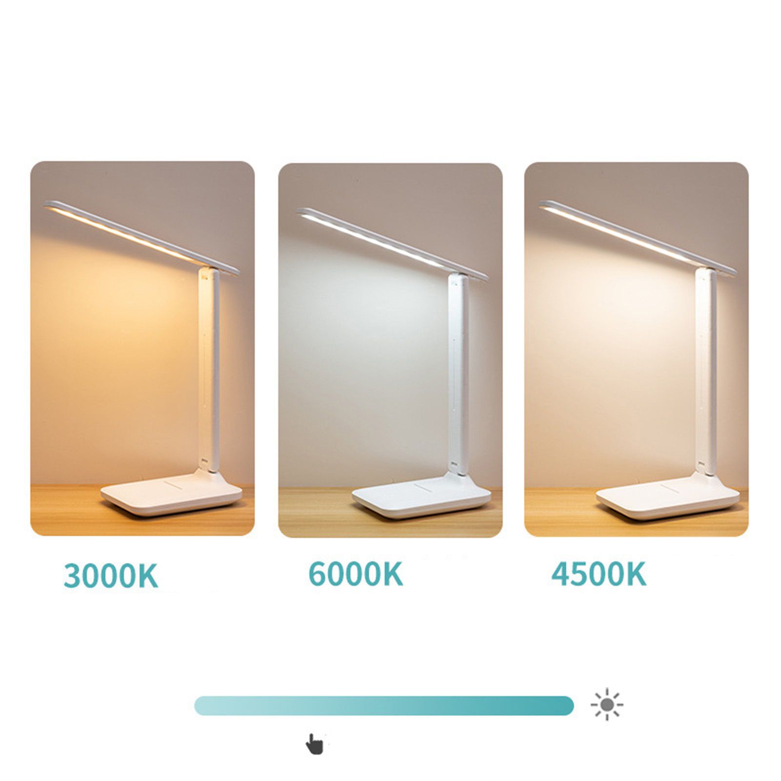 Table Lamp Eye Protection Touch Dimming Plug In 180 Degree Flip Folding Stand Design LED Learning Desk Lamp - Image 3